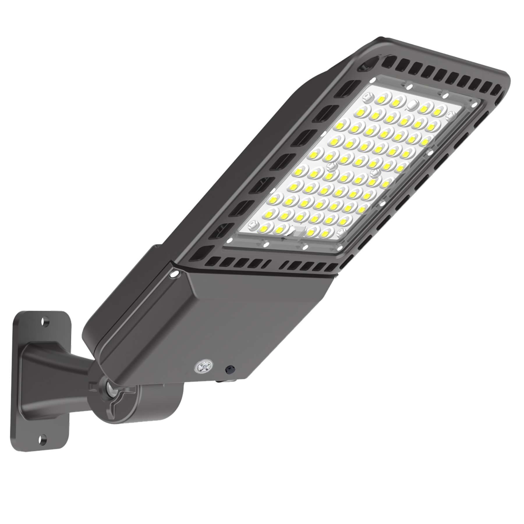 Bieuoram 200Watt Outdoor Arm Mount 28000 Lumens Integrated Parking Lot Area Light 5000K with Dusk to Dawn Photocell