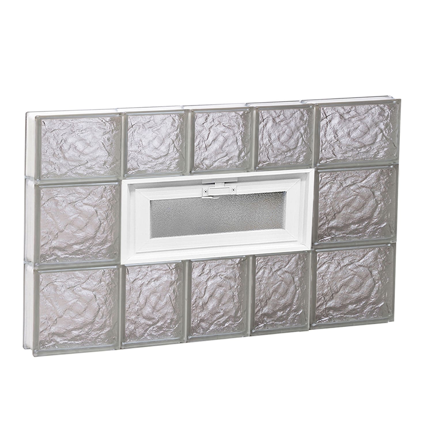 REDI2SET V3422IS Ice Glass 32-3/4-in x 21-1/4-in Frameless Replacement Vented Glass Block Window