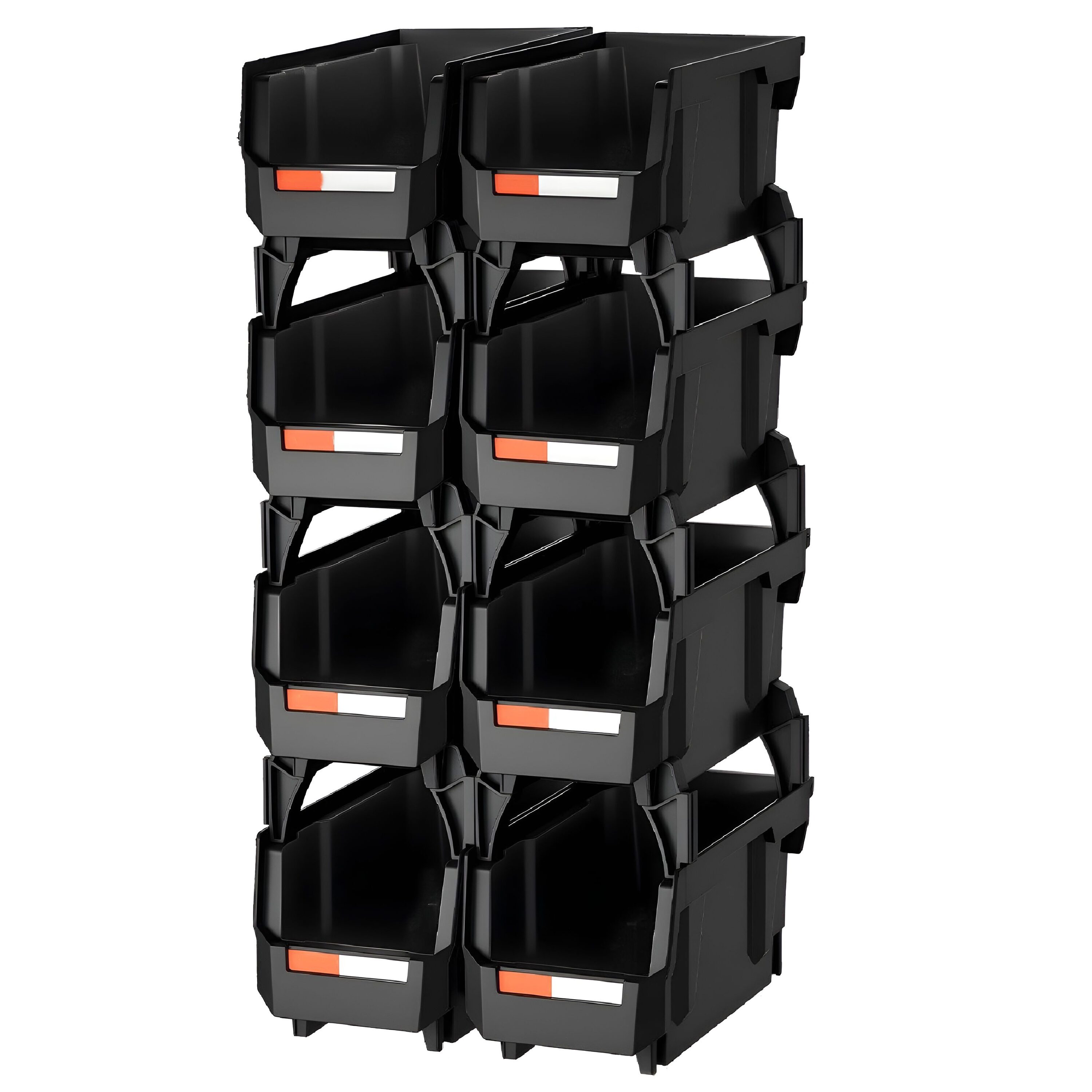 Slickblue Transparent and Black PP Plastic Stackable Storage Bins Front Open Small Parts Organizer Containers for Garage Workshop Craft Room and Household Items