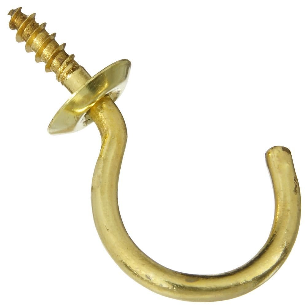 National Hardware  N119-701 Solid Brass Cup Hooks 2-Pack 1-1/4 in.