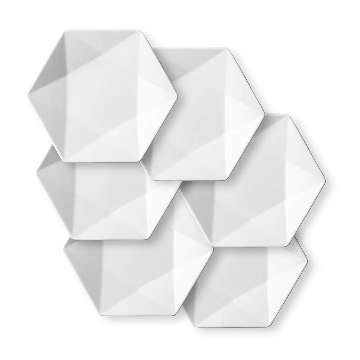 Aoibox  White Geometric Porcelain 7 Inch Dishwasher Safe Salad and Dessert Plates Set of 6 Salad Dessert Plates
