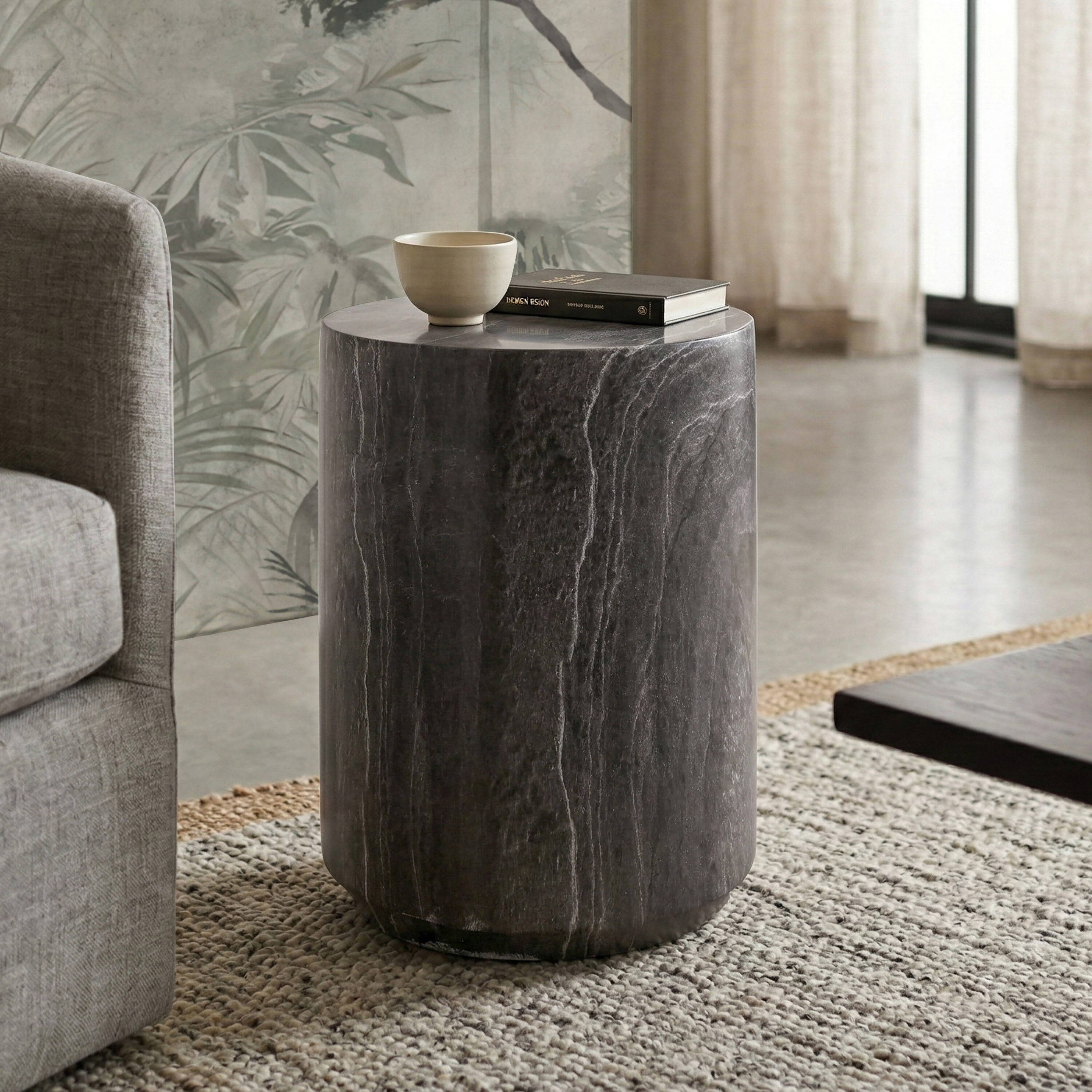Furniture of America Seventi 14.25-in W x 18-in H Warm Gray Travertine ...