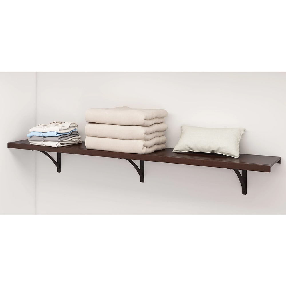 allen + roth LWSS72J Hartford 72-in x 16-in D Java Solid Shelving Wood closet shelf
