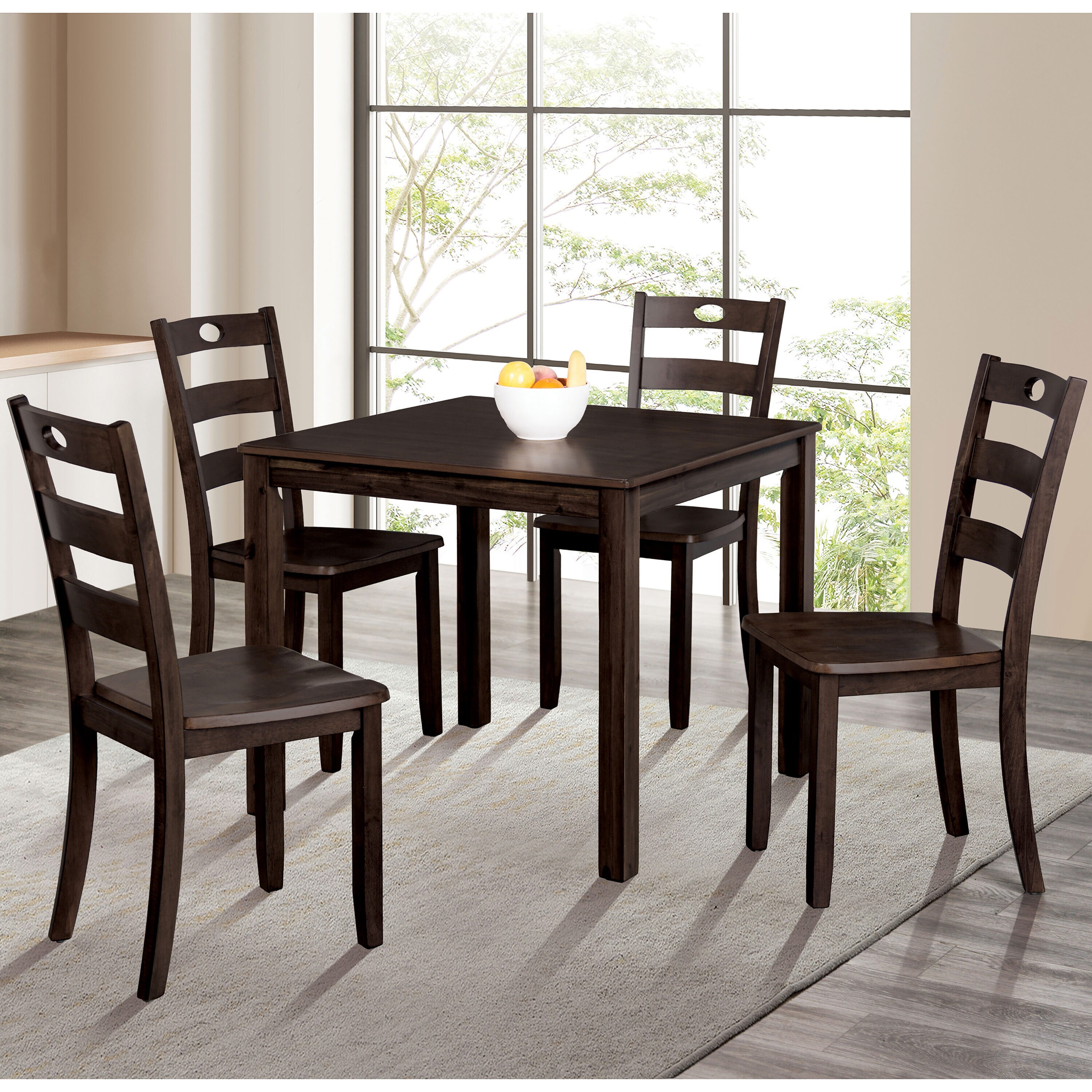 Furniture of America IDF3419EX-T-5PK Bravo Espresso Transitional Dining Room Set with Square Table ( Seats 4 )