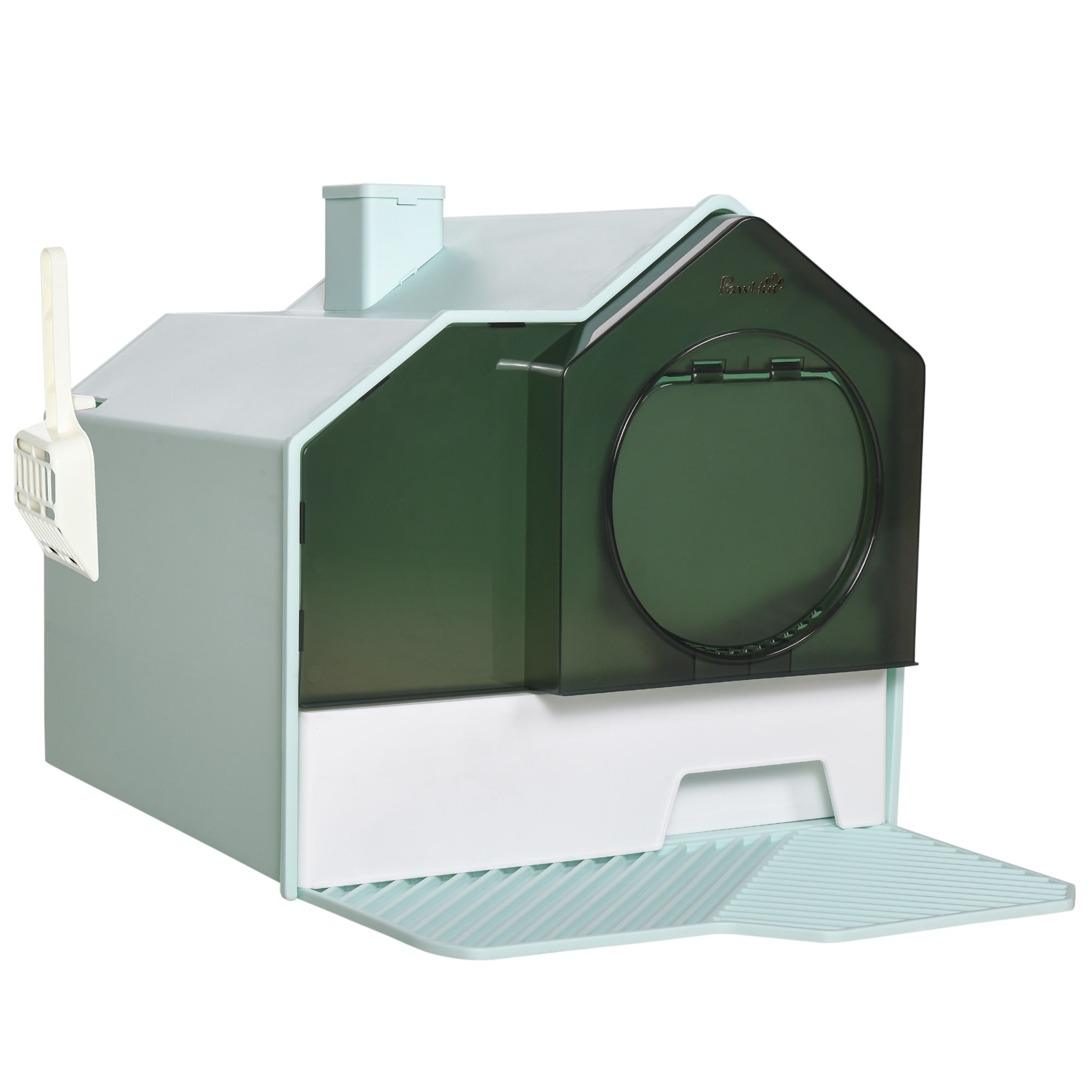LOVMOR SF-M-W2225P173774 Hooded Cat Litter Box with Kitty Litter Mat Kitty Litter Pan with Odor Control EasyClean PullOut Drawer Handle Scoop Light Blue