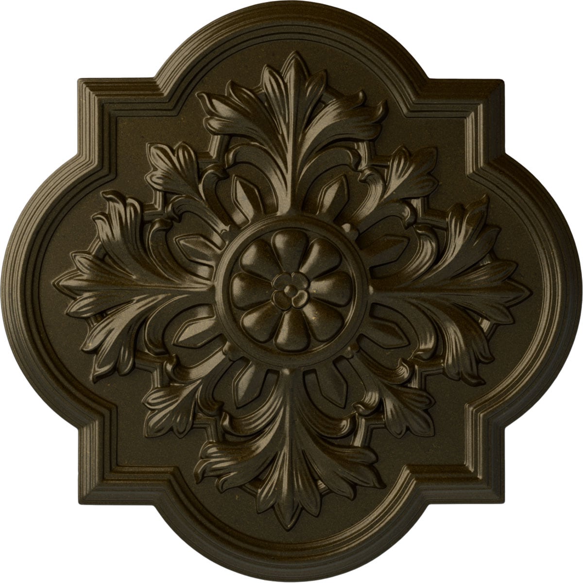 Ekena Millwork CM20BOGGS Bonetti 20-in W x 20-in L Painted Green Gold Polyurethane Whole Ceiling Medallion