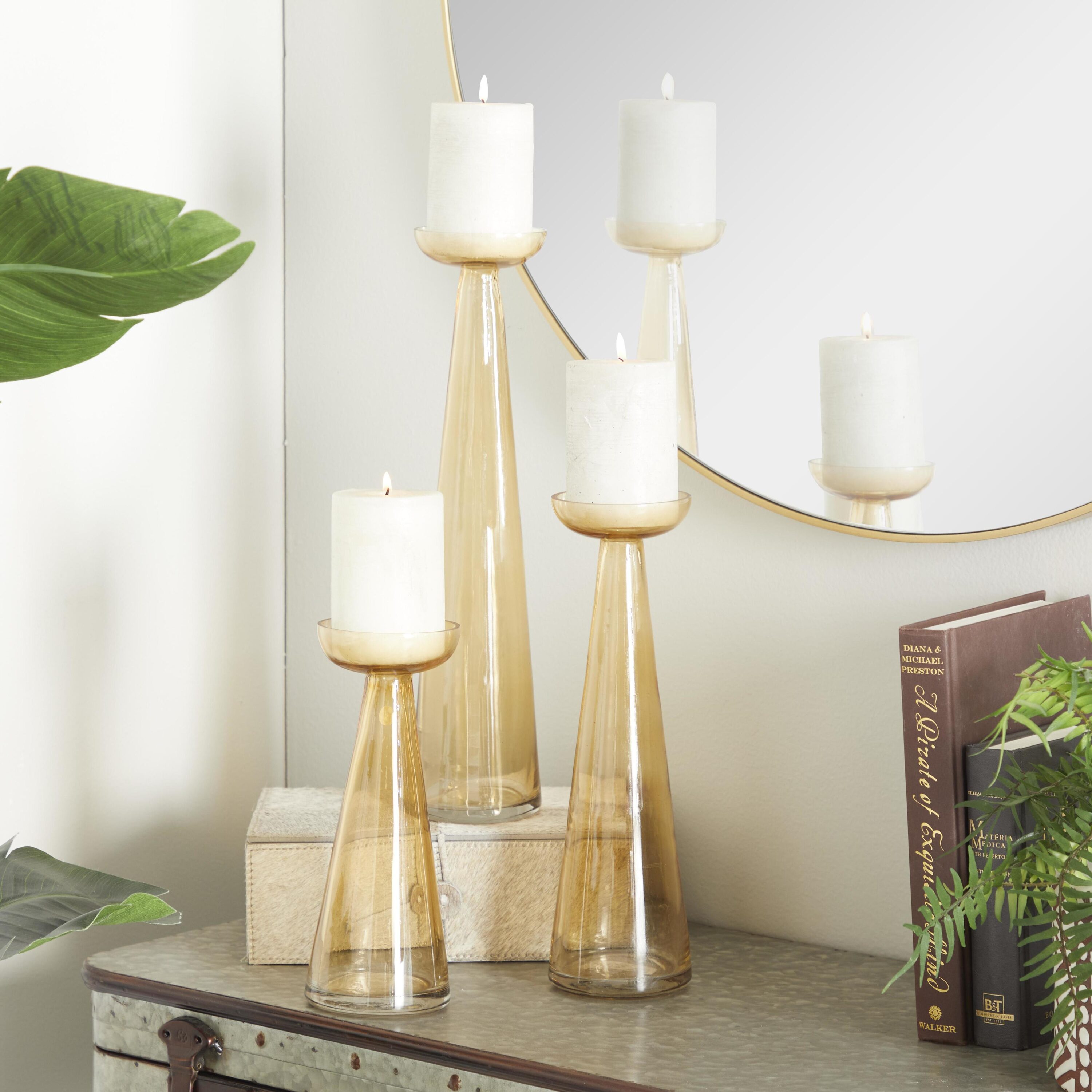 The Novogratz 76046 3 Candle Glass Pillar Candle Holder