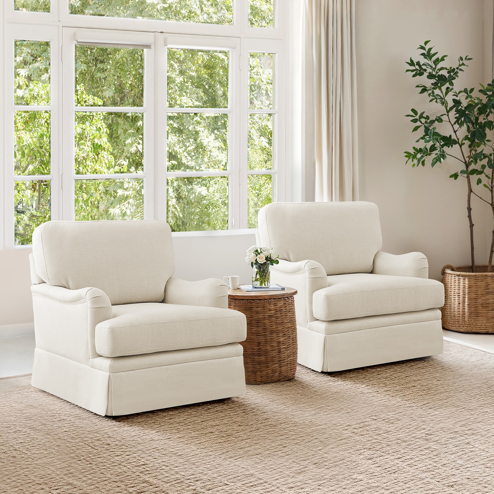 Yurevna Muro Swivel Accent Chair 32.7-in W Modern Barrel Armchair