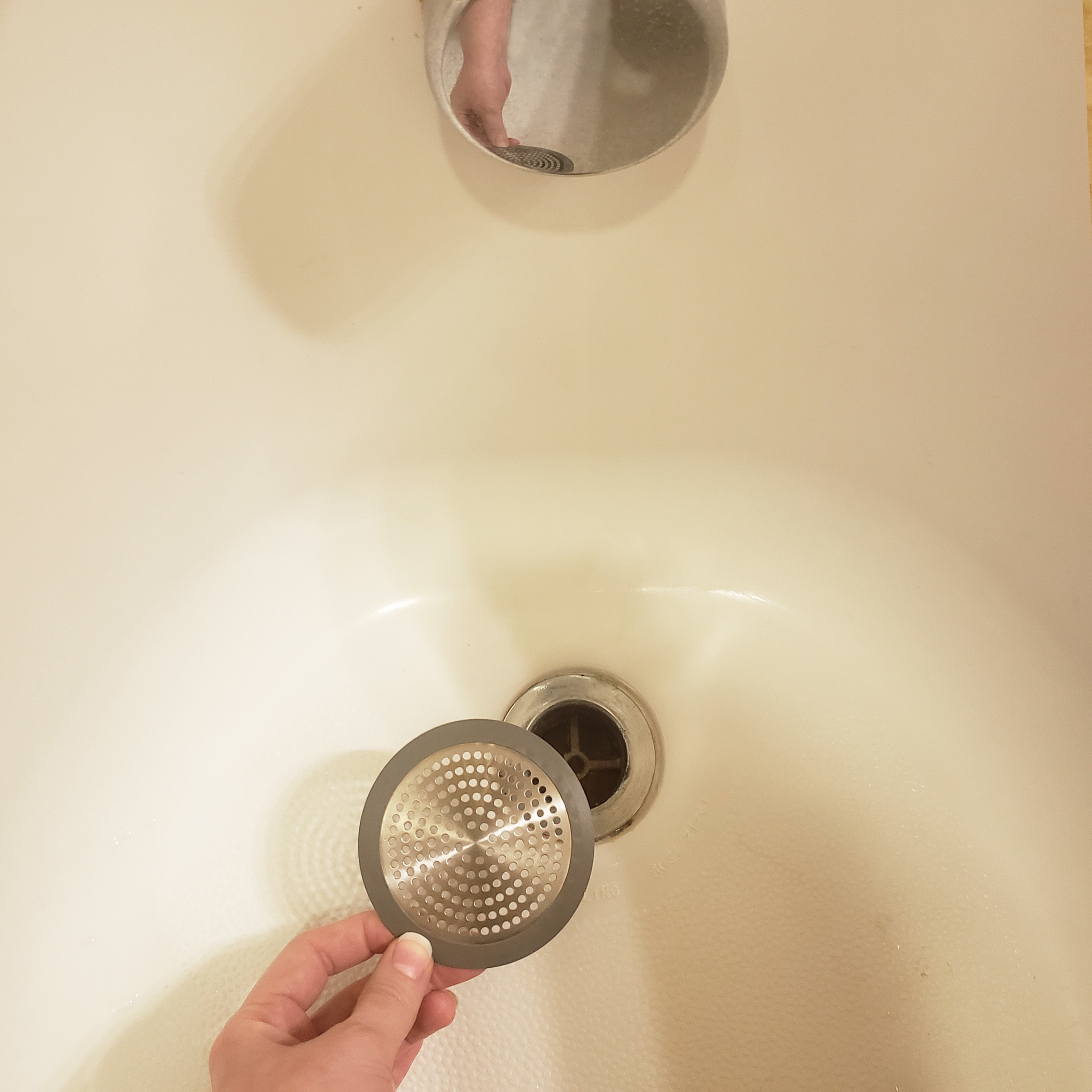 Bathroom Sink/Bathtub Hair Catcher & Drain Protector in Brushed