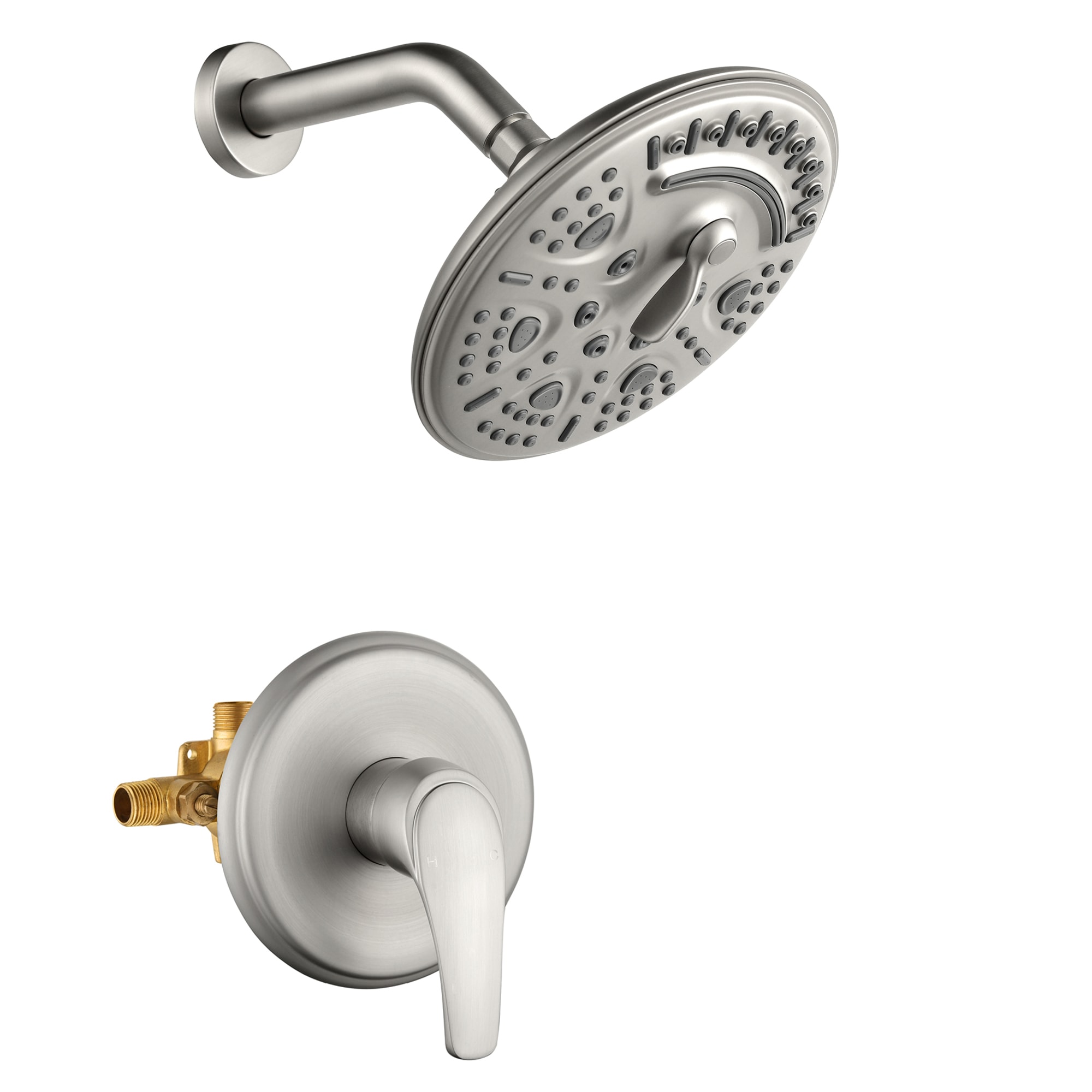 Nestfair SMD8043N Matte Black 1-handle Single function 5.88-in Round Shower Faucet with Valve