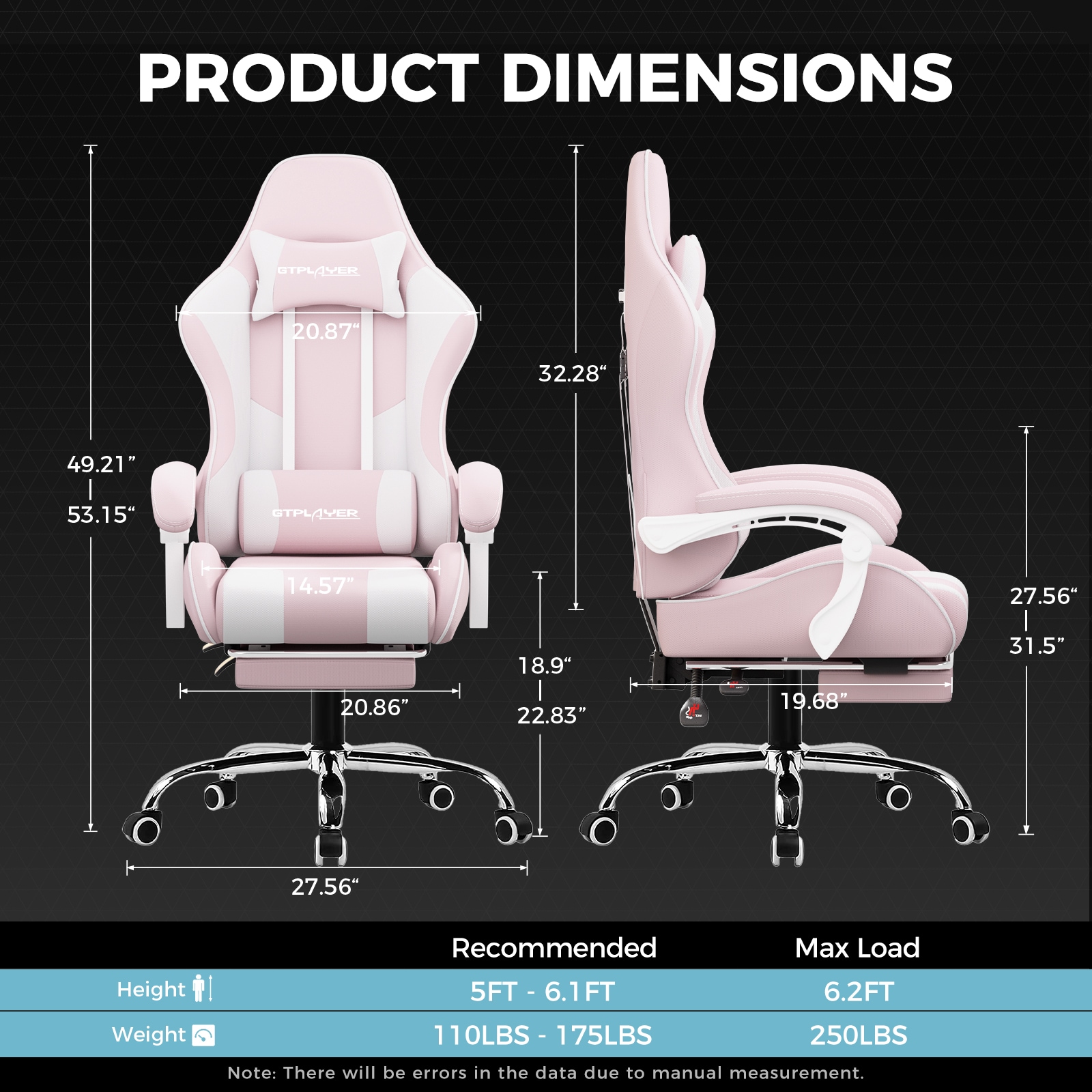 GTPLAYER LOWE-800A-PK-FABRIC Office-Chairs - View #8