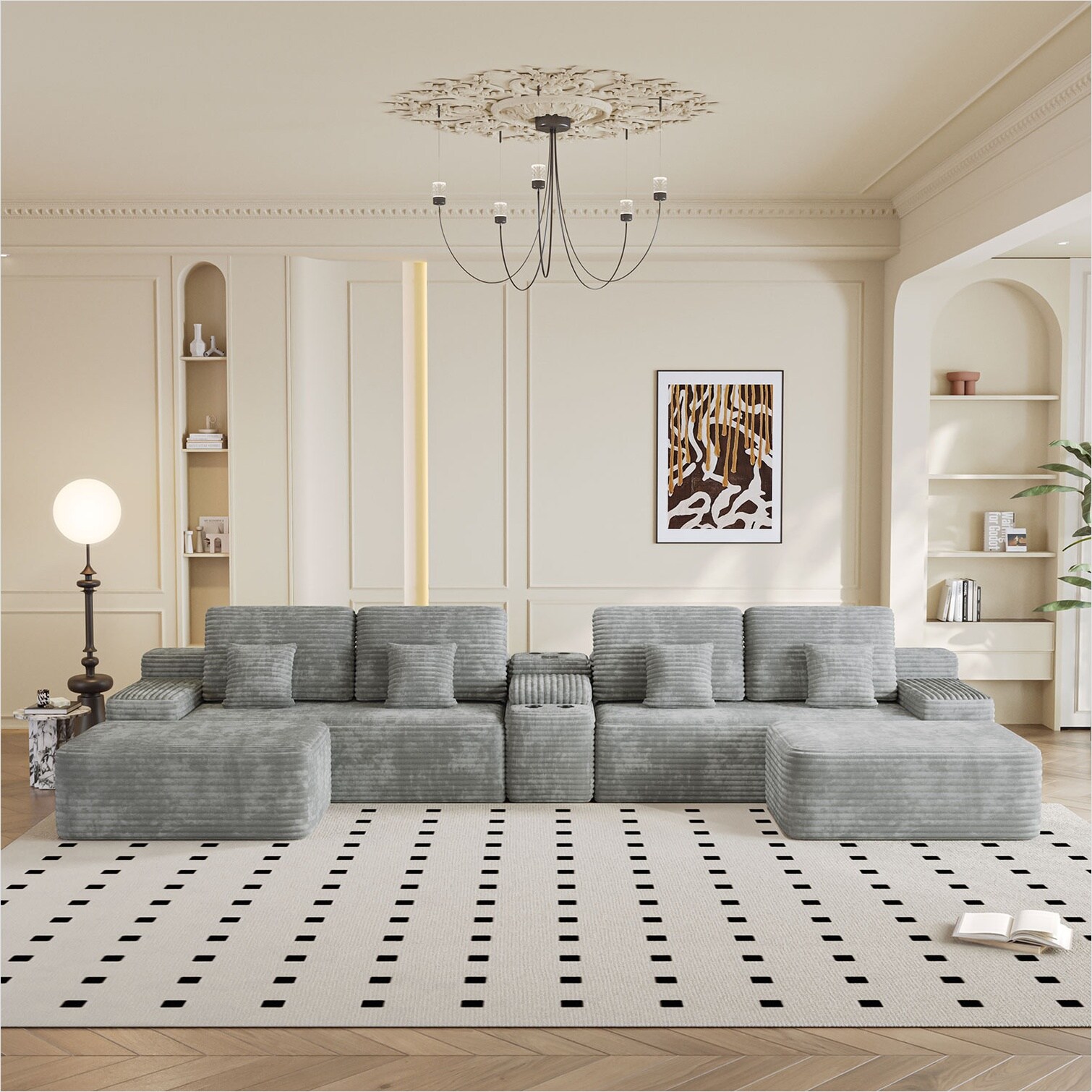 chillscreamni 150-Inch U-Shape 5-Piece Modular Sectional Sofa with ...