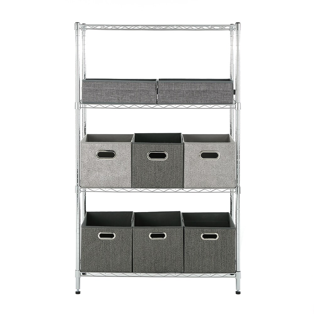 Mind Reader Metal Heavy Duty 4-Tier Utility Shelving Unit (23.23-in W x  13.39-in D x 48.74-in H), Silver in the Freestanding Shelving Units  department at