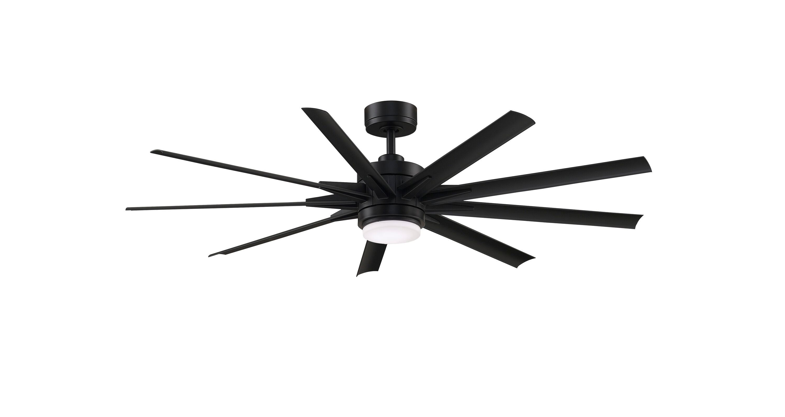 Odyn Custom 64-in Black Color-changing LED Indoor/Outdoor Smart Ceiling Fan with Light Remote (9-Blade) | - Fanimation FPD8152BLW-64BLW