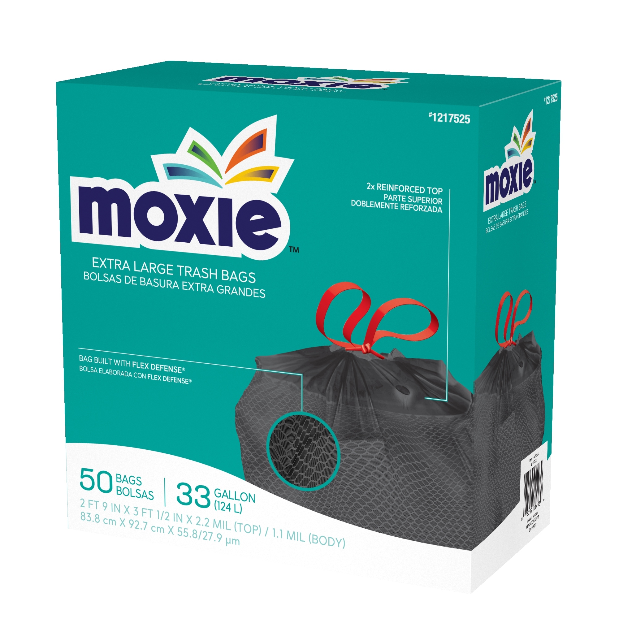 MOXIE 33-Gallons Black Outdoor Plastic Wastebasket Drawstring