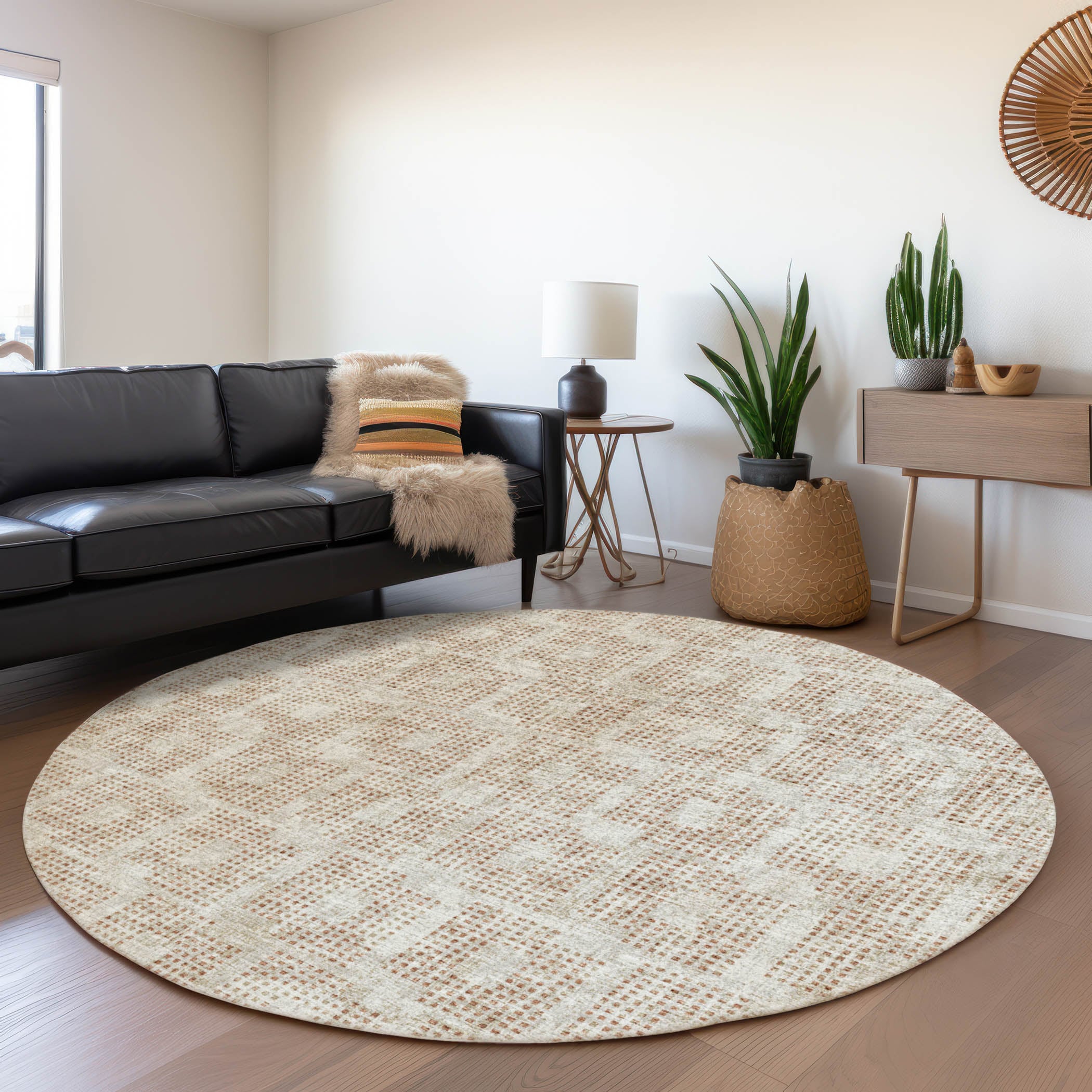 Addison Rugs AMF33SP8RO Mayfield AMF33SP 8 x 8 (ft) Loomed Polyester Spice Round Indoor Abstract Machine washable Area rug