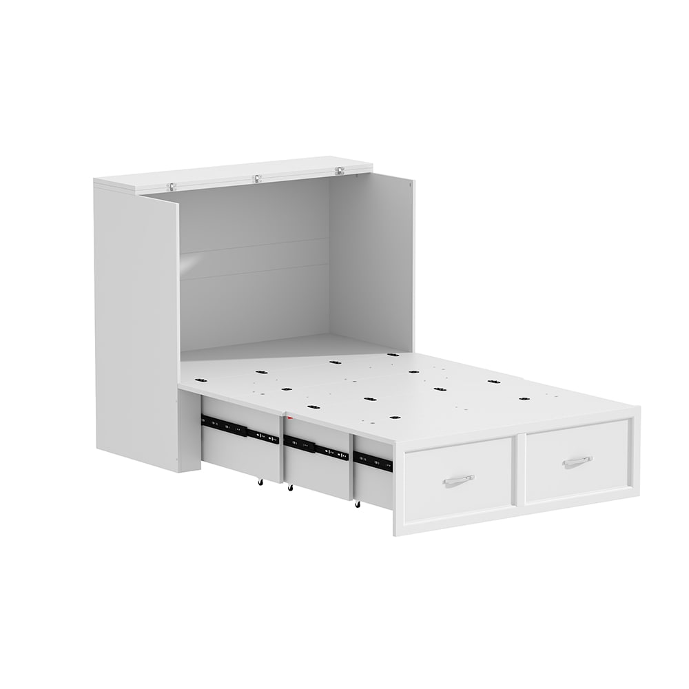 Homsee V-KF020485-01-AB Elegant Murphy Bed Cabinet with Integrated USB Port Transforming Chest of Drawers with Foldable Mattress Decorative Storage with Power Outlet for Guest Rooms