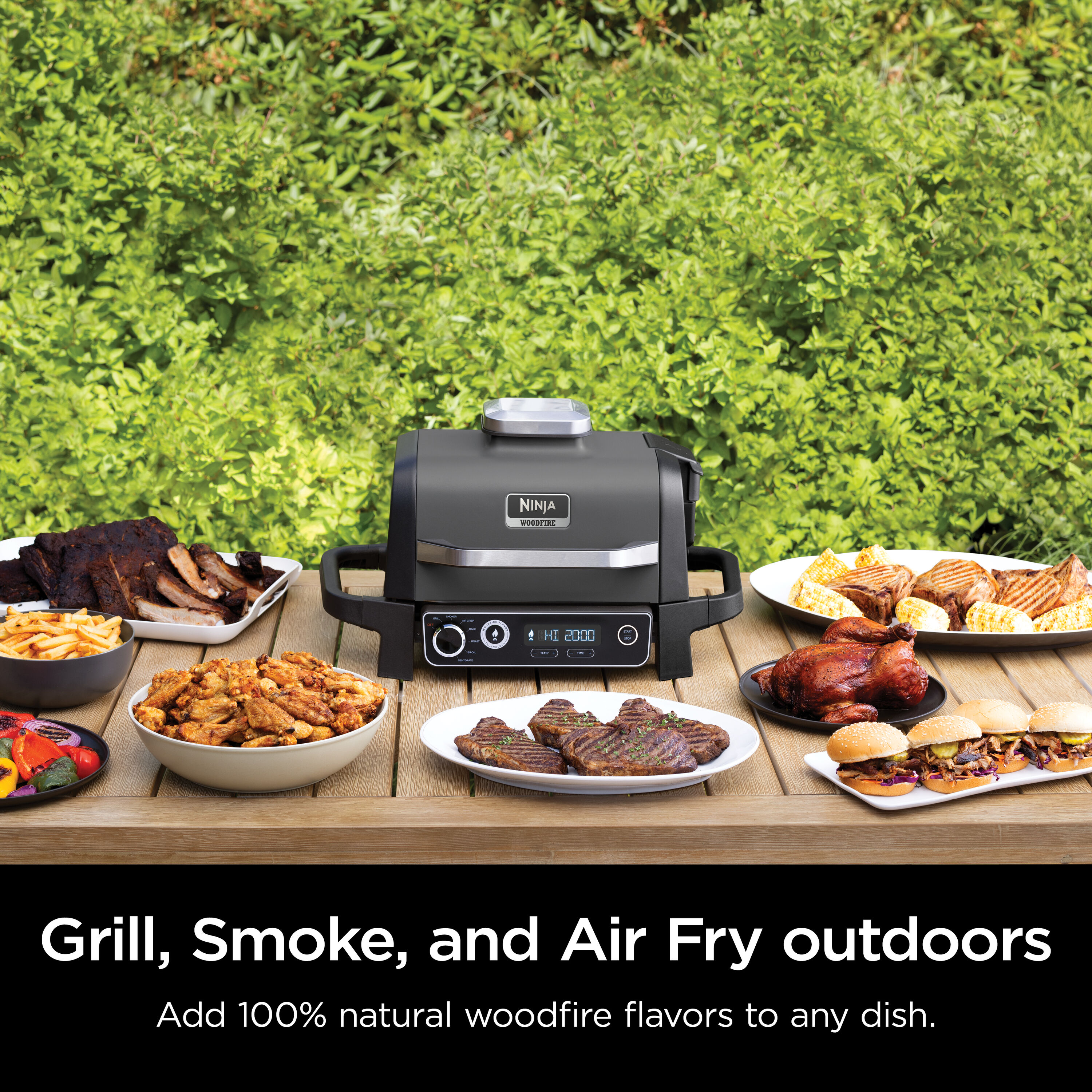 Ninja Woodfire 7-in-1 Outdoor Grill and Smoker 1760-Watt Grey Electric Grill