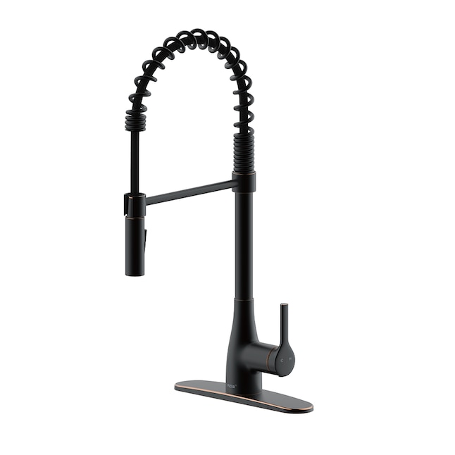 Flow Classic Series Single Handle Pull Down Spring Neck Sprayer Kitchen Faucet In Oil Rubbed Bronze