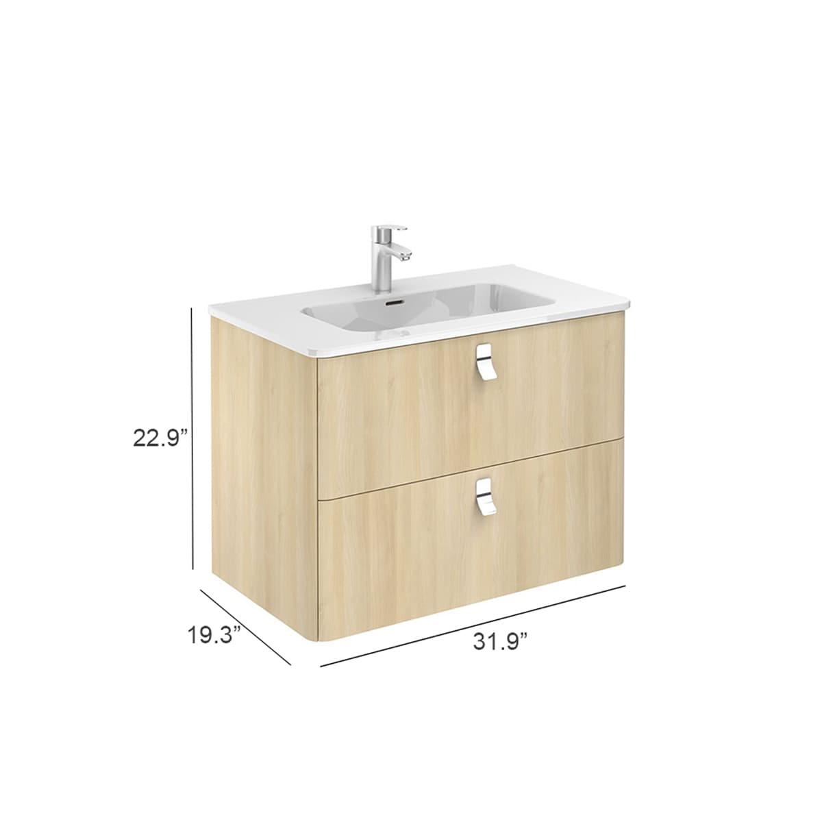 WS Bath Collections Concert 32-in Nordic Oak Single Sink Floating ...