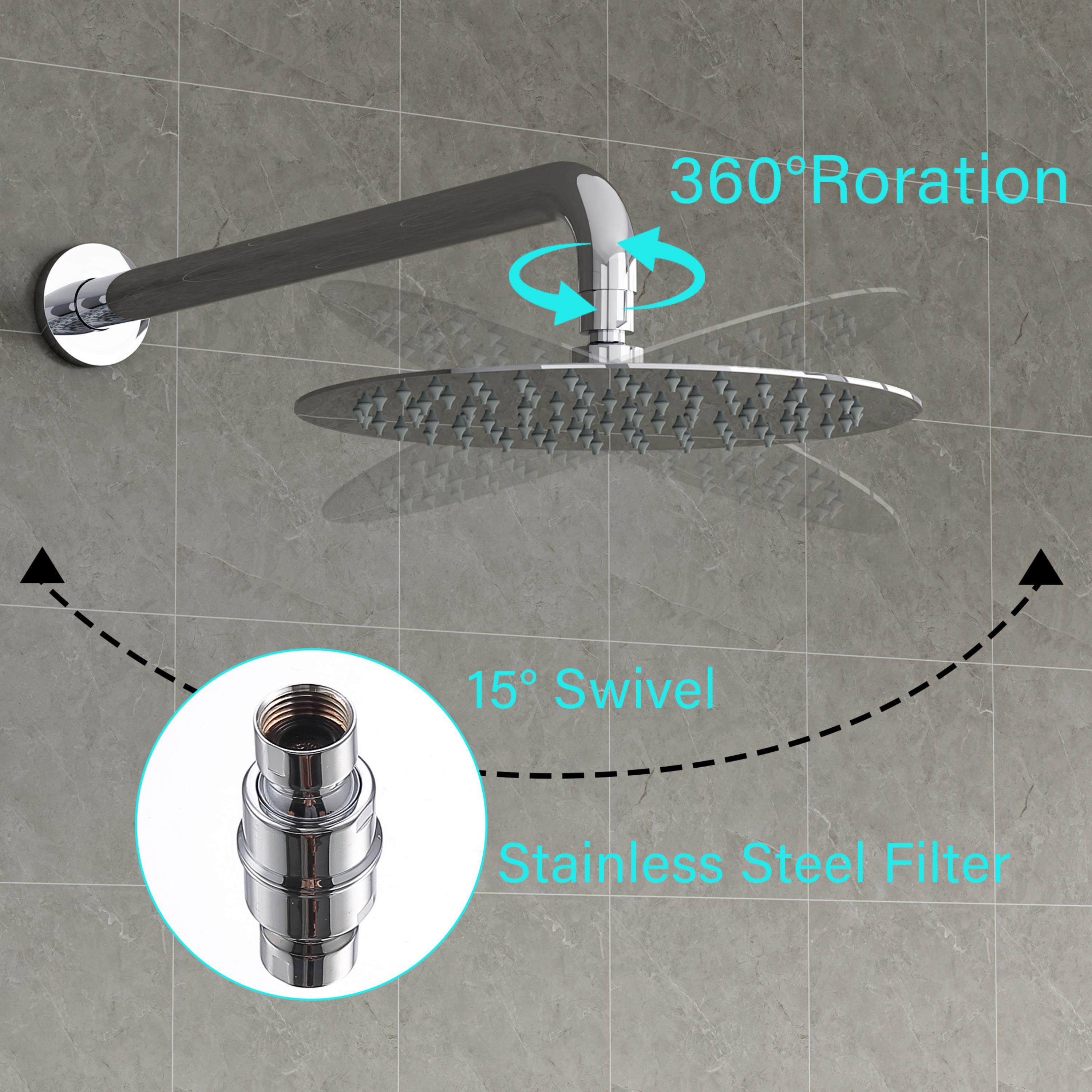 WELLFOR ZQ8001S Showerhead-Bar-Panels - View #5