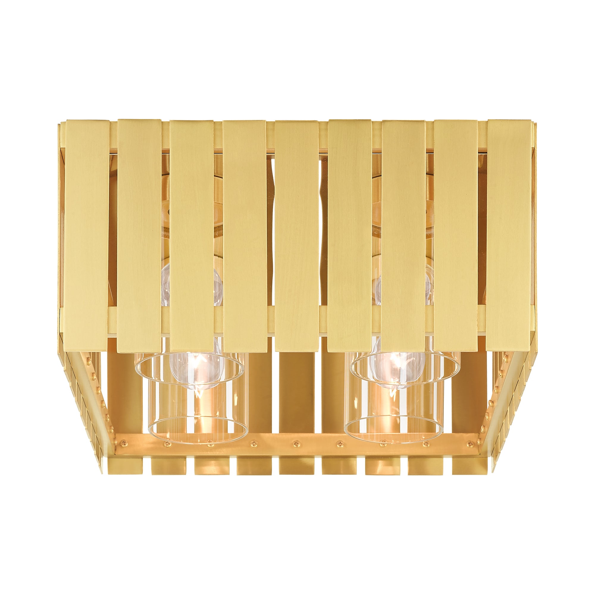 Satin Brass Greenwich Geometric 4-Light Indoor/Outdoor Flush Mount
