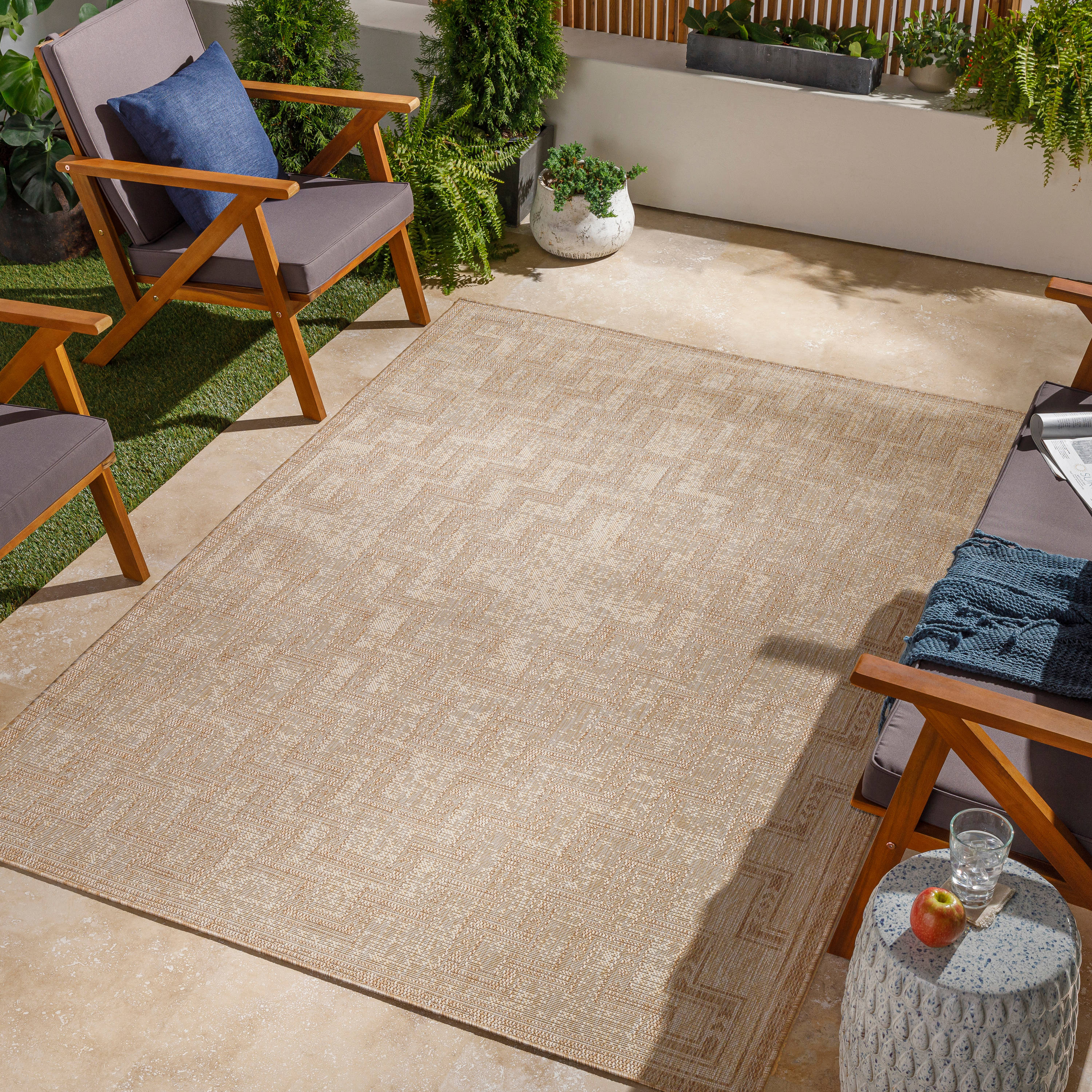 Livabliss TRG2315-71010 Tuareg 8 X 10 (ft) Brown Indoor/Outdoor Geometric Global Area Rug