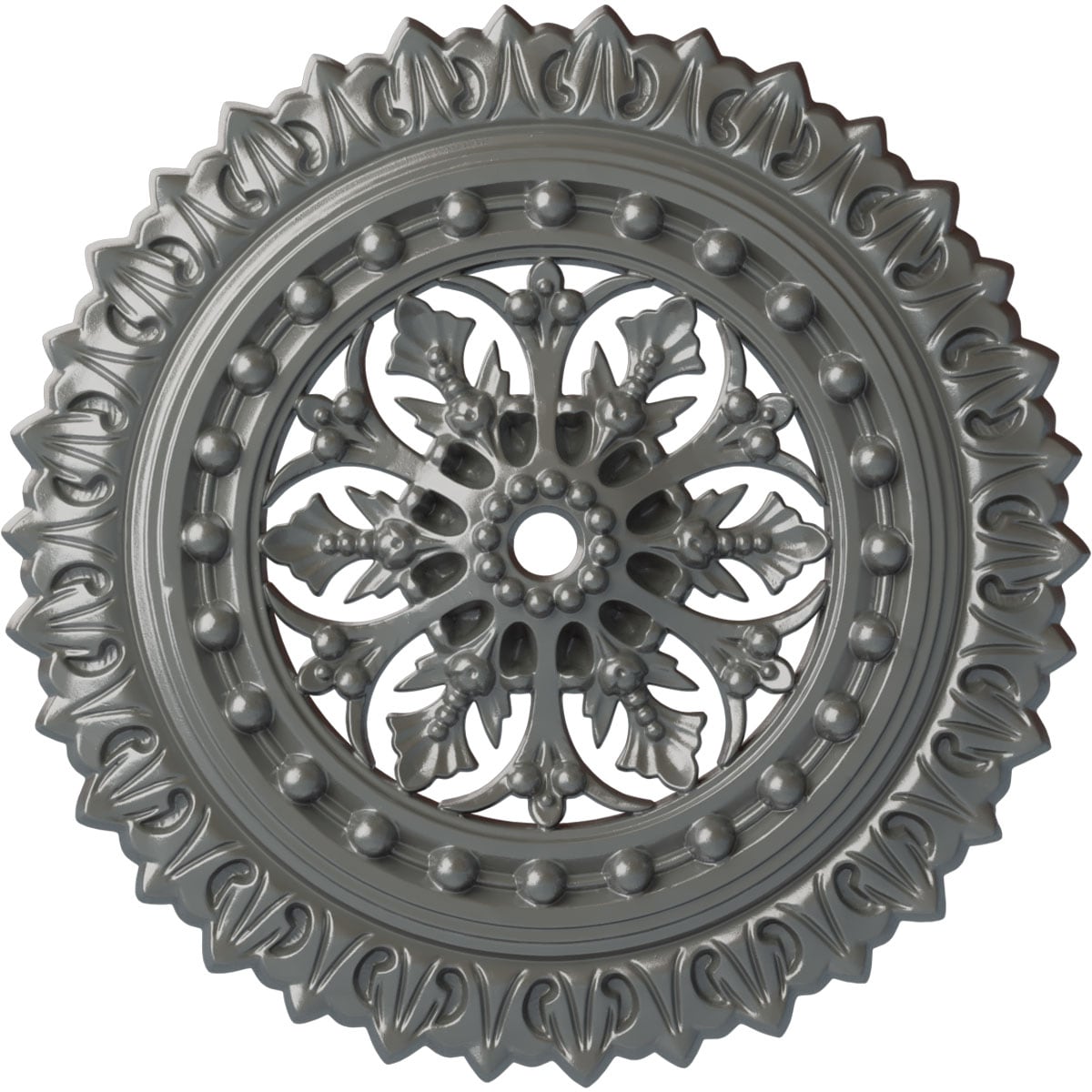 Ekena Millwork CM18SKSLS Sellek 18.5-in W x 18.5-in L Painted Silver Polyurethane Whole Ceiling Medallion