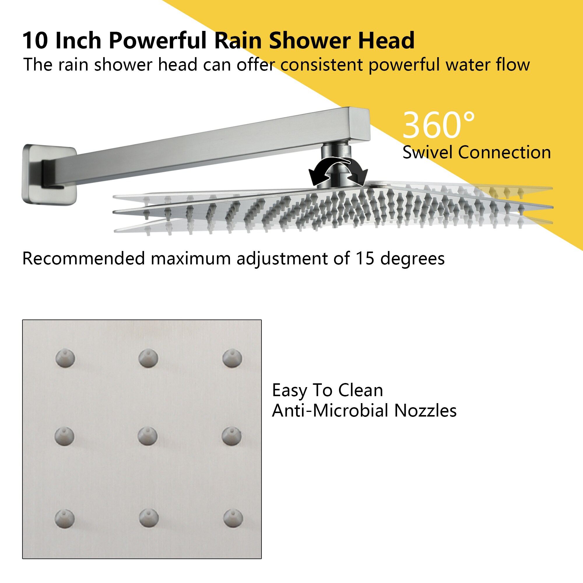 Clihome CL-014SS-SL Showerhead-Bar-Panels - View #6