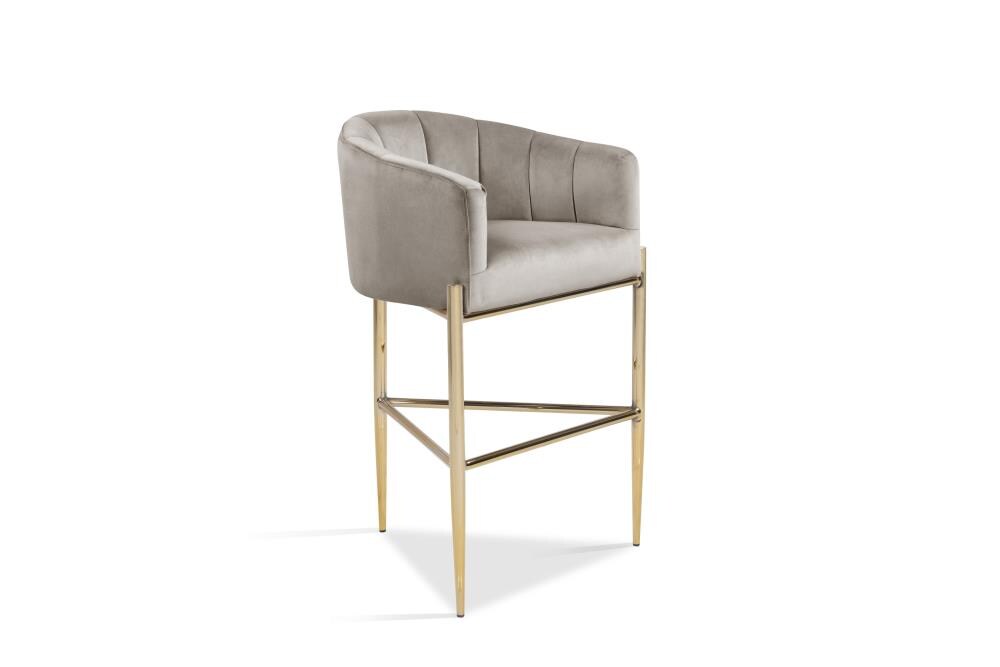 Chic Home Design FBS9487-LW Cyrene Taupe Bar height Upholstered Wood Bar Stool with Arms & Back