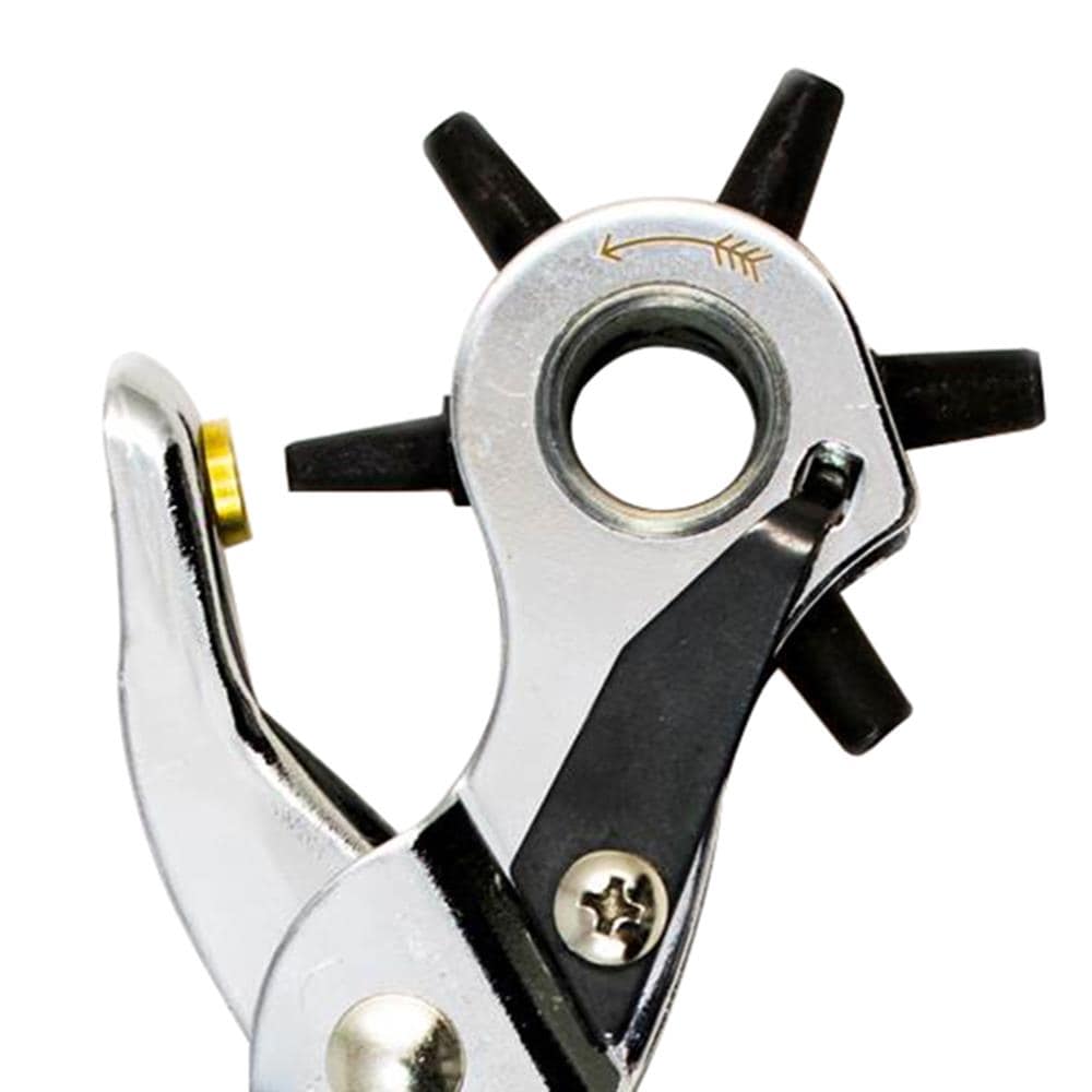 Revolving Punch Plier Hole Tool with Brass Pad, Screwdriver, Grinding Rod  for Belt, Saddle, Watch Strap, Shoe, Fabric 