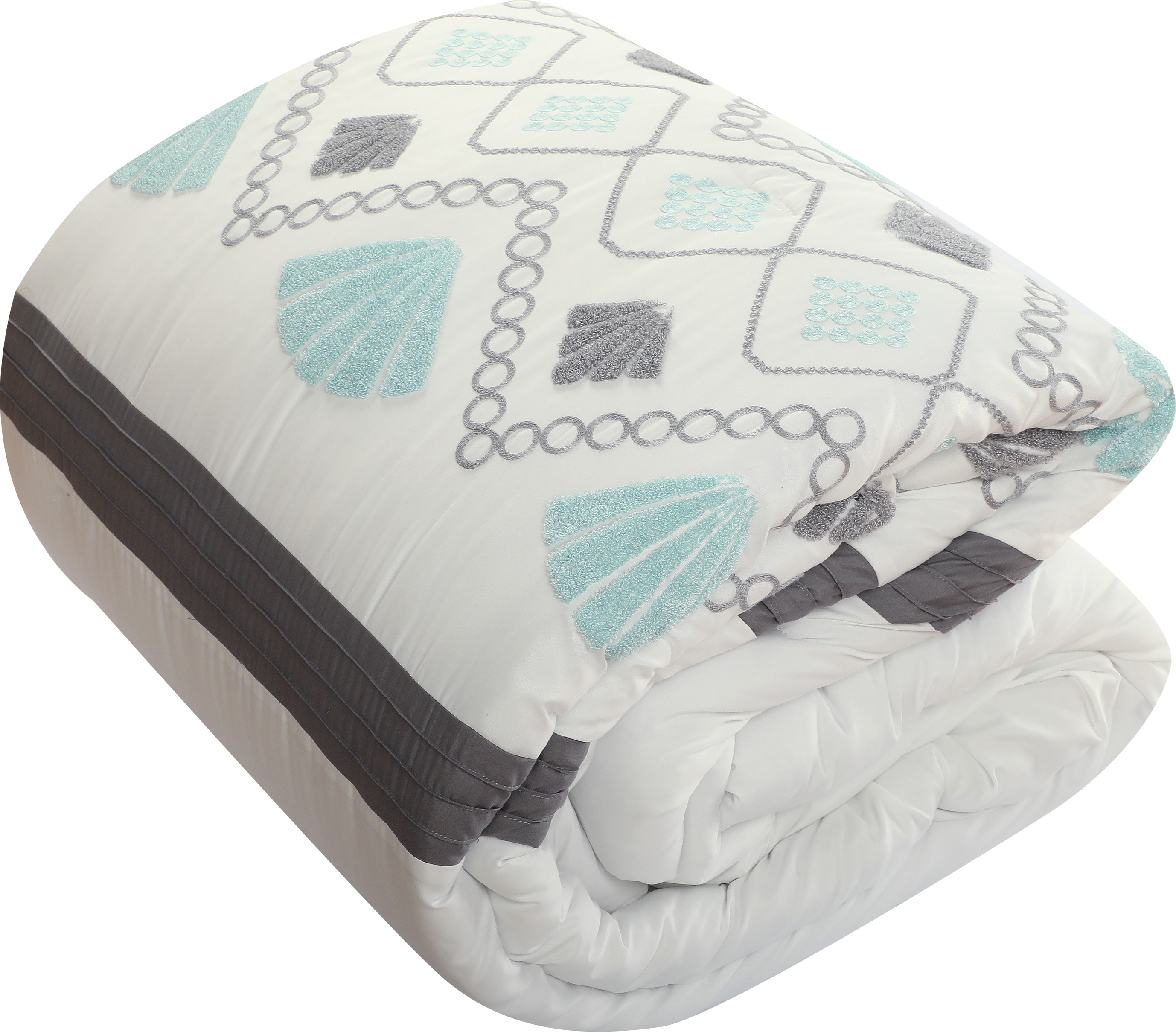 California King Blue Microfiber Geometric Comforter Set
