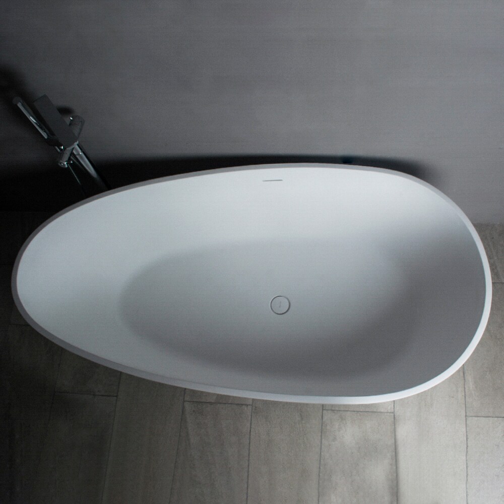 Matte White 59'' Freestanding Solid Surface Soaking Bathtub