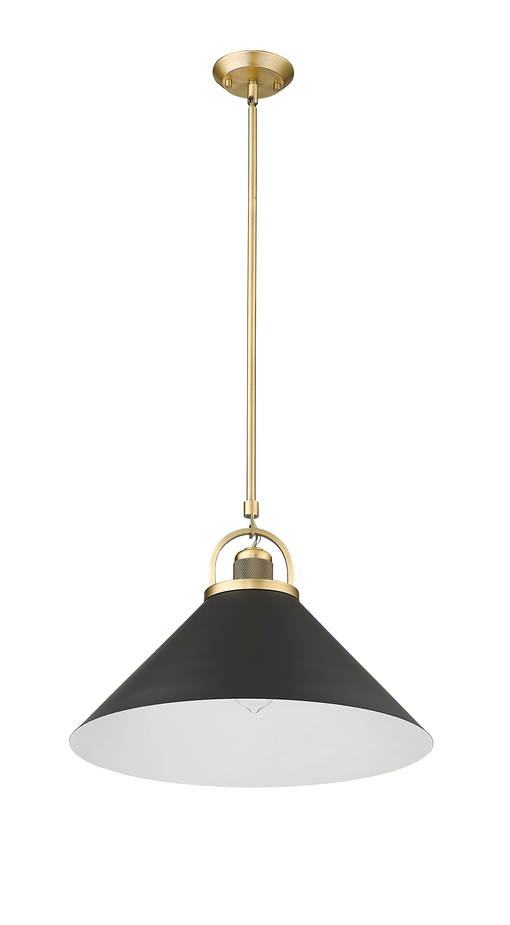 Millennium Lighting Artistan 1 -Light Vintage Brass/Matte Black Industrial Metal Cone Medium Hanging Pendant Light