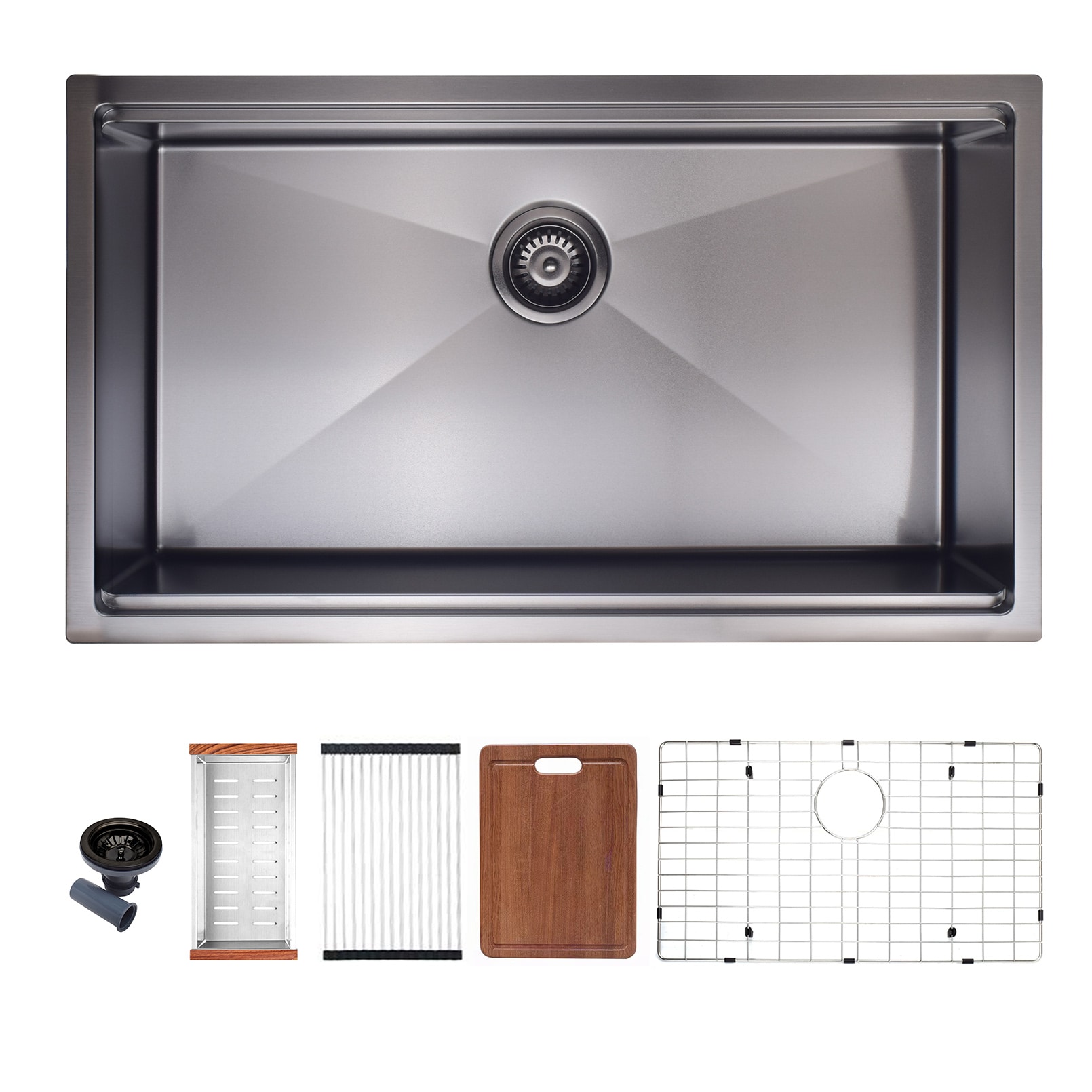 LUXEYARD Workstation 32in L X 19in W Undermount Kitchen Sink With Accessories