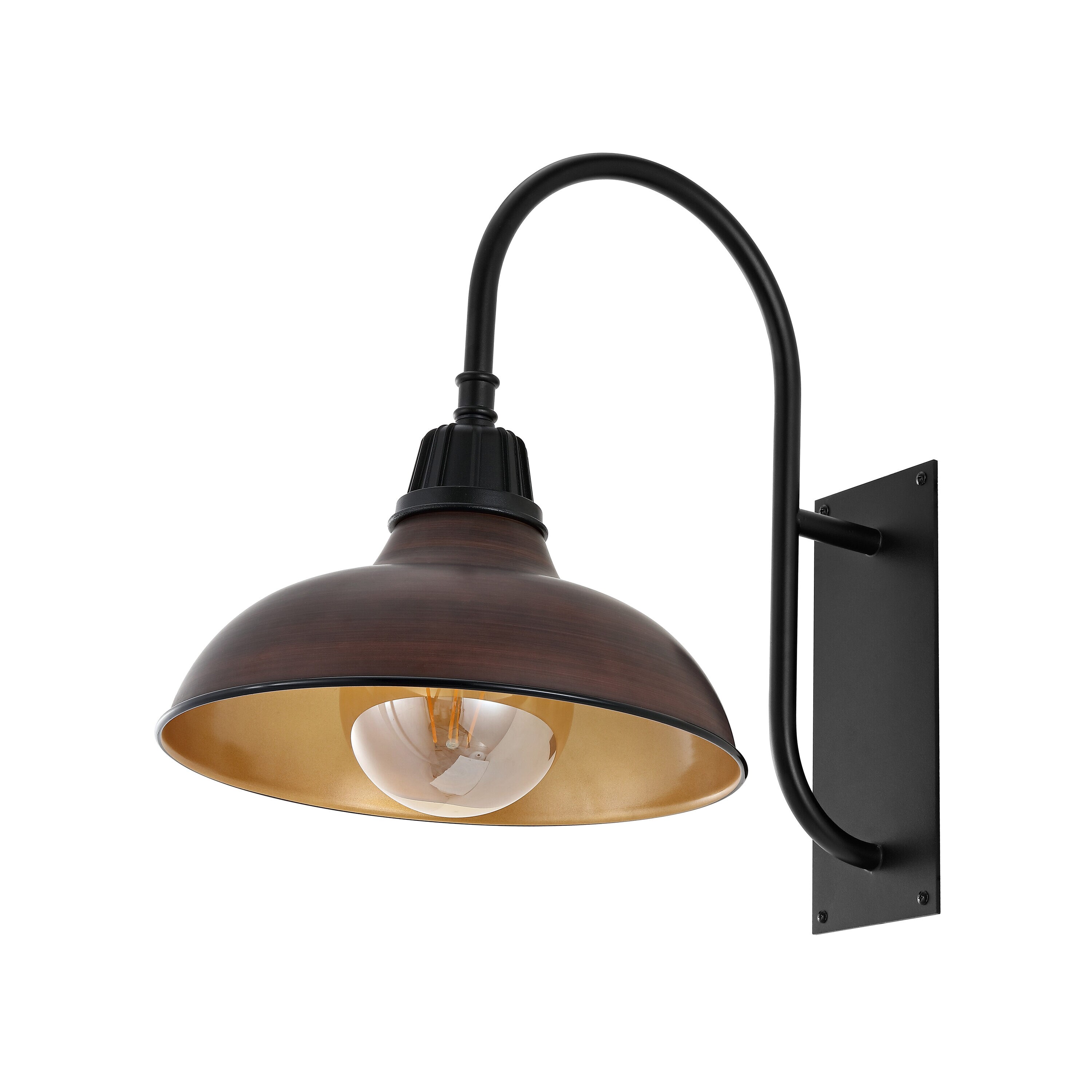 Stanley 12.25" Copper and Black Industrial Gooseneck Sconce
