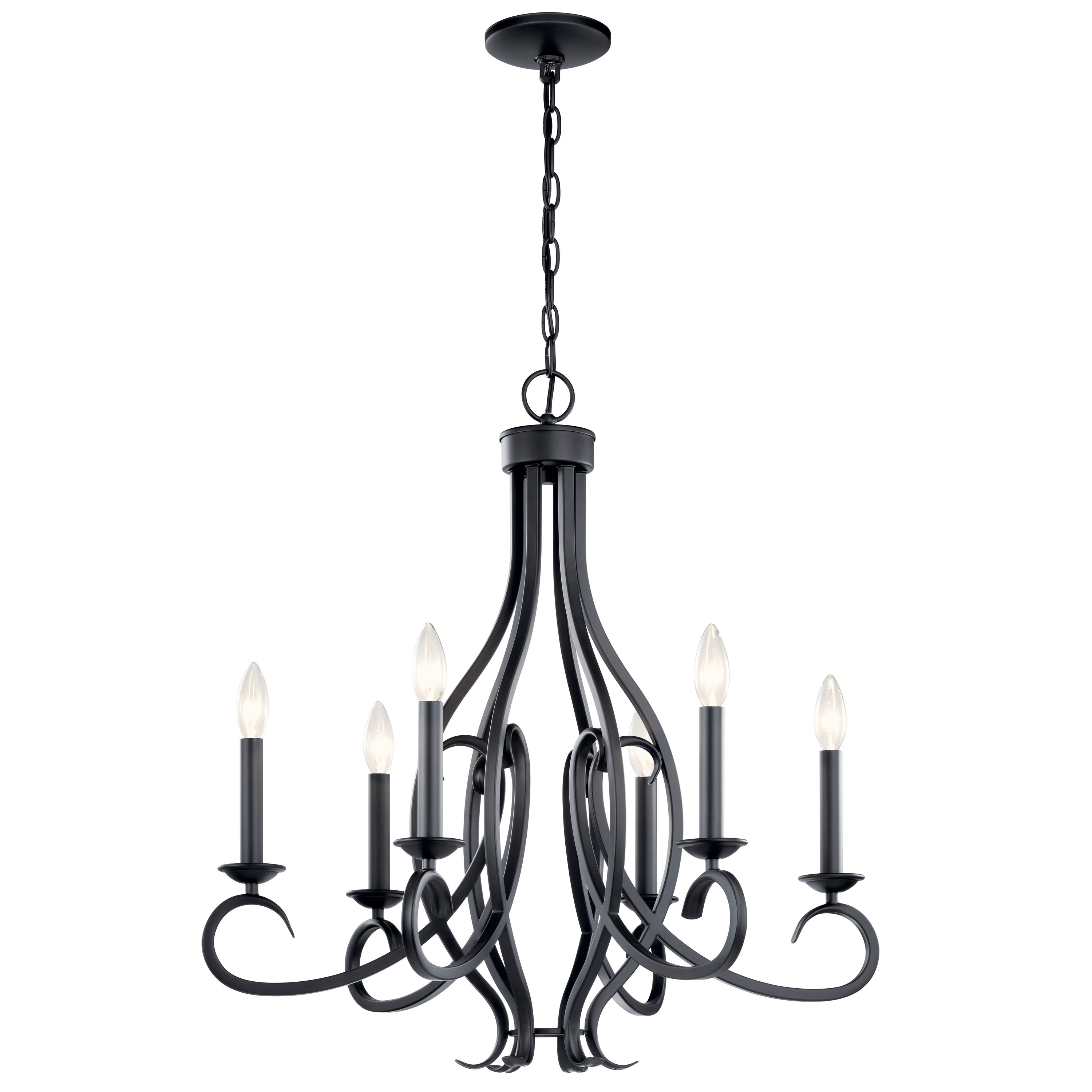 Kichler Ania 6-Light Black Traditional Dry rated Chandelier in the ...
