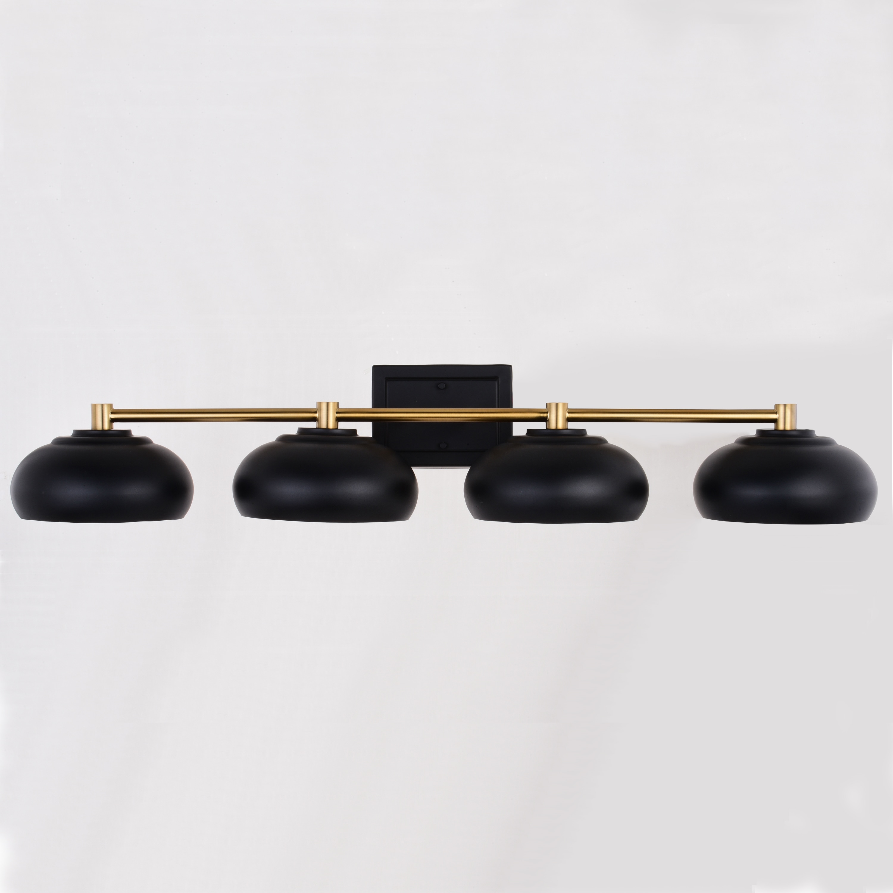 Matte Black and Satin Brass 4-Light Dimmable Vanity Fixture