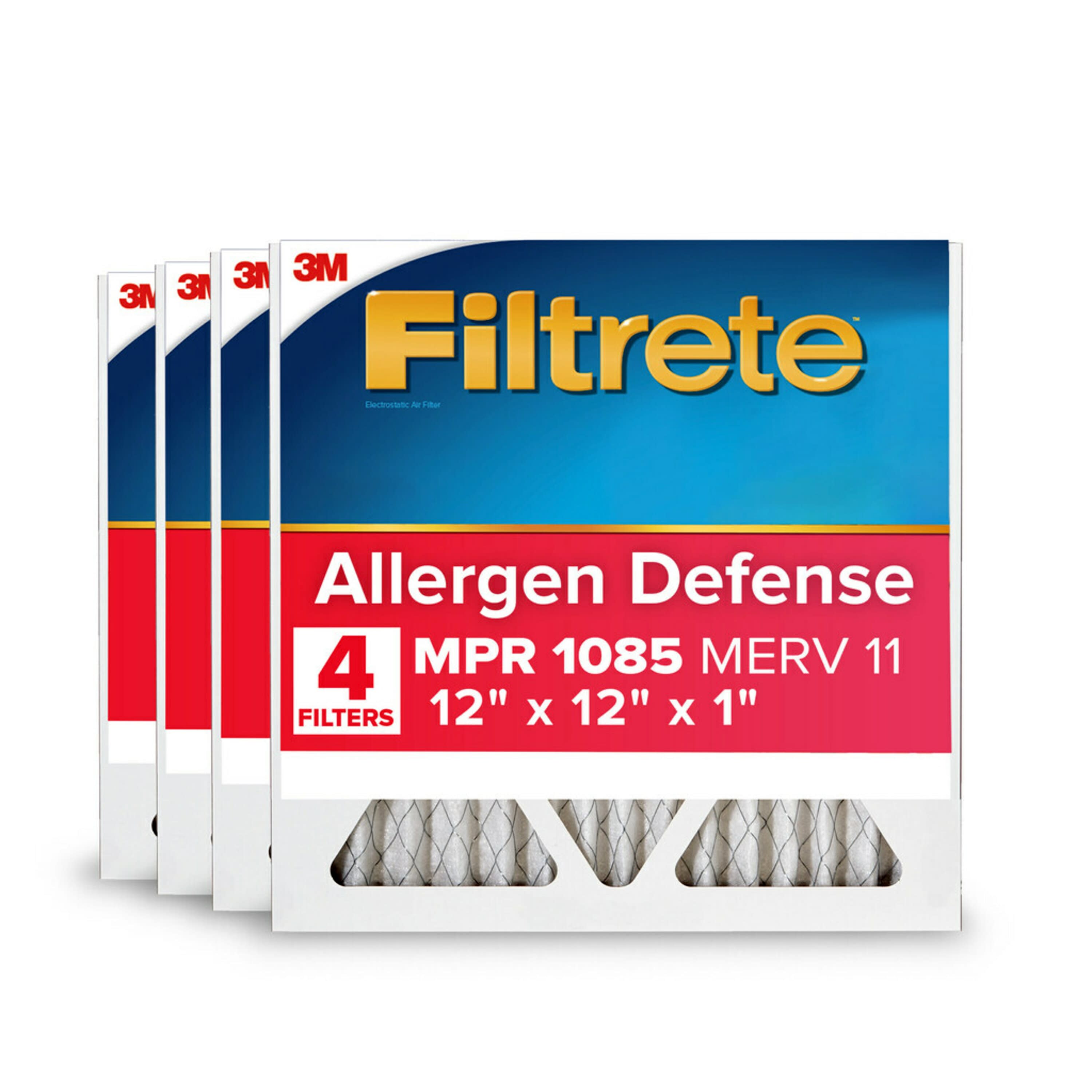 2024 Filtrete 12x12x1, AC Furnace Air Filter, MPR 1000, Micro Allergen Defense 4-Pack