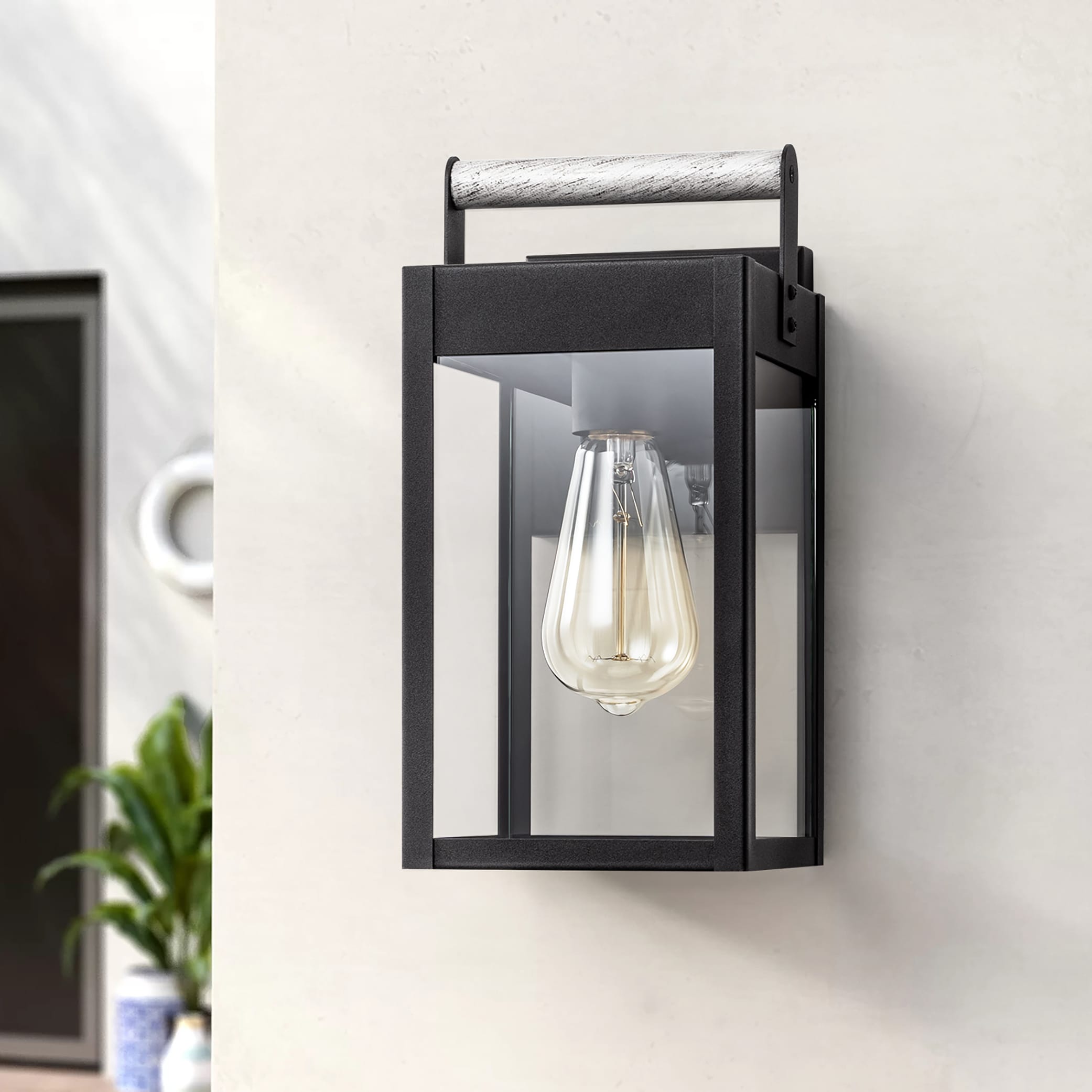 Y'INSP 1045202 Adona 1 -Light 11.4-in H Matte Black Hardwired Outdoor Wall Light