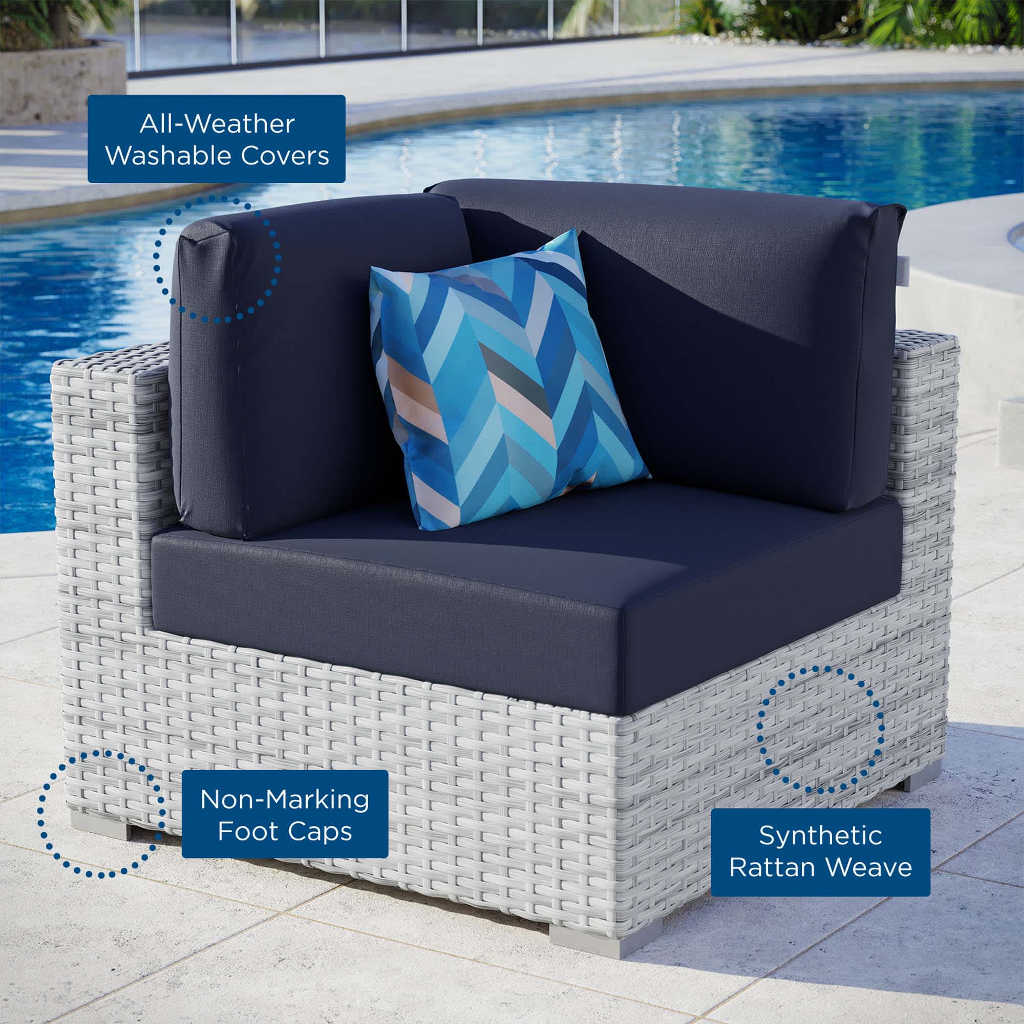 Modway EEI-4296-LGR-NAV Patio-Sofas-Daybeds - View #3