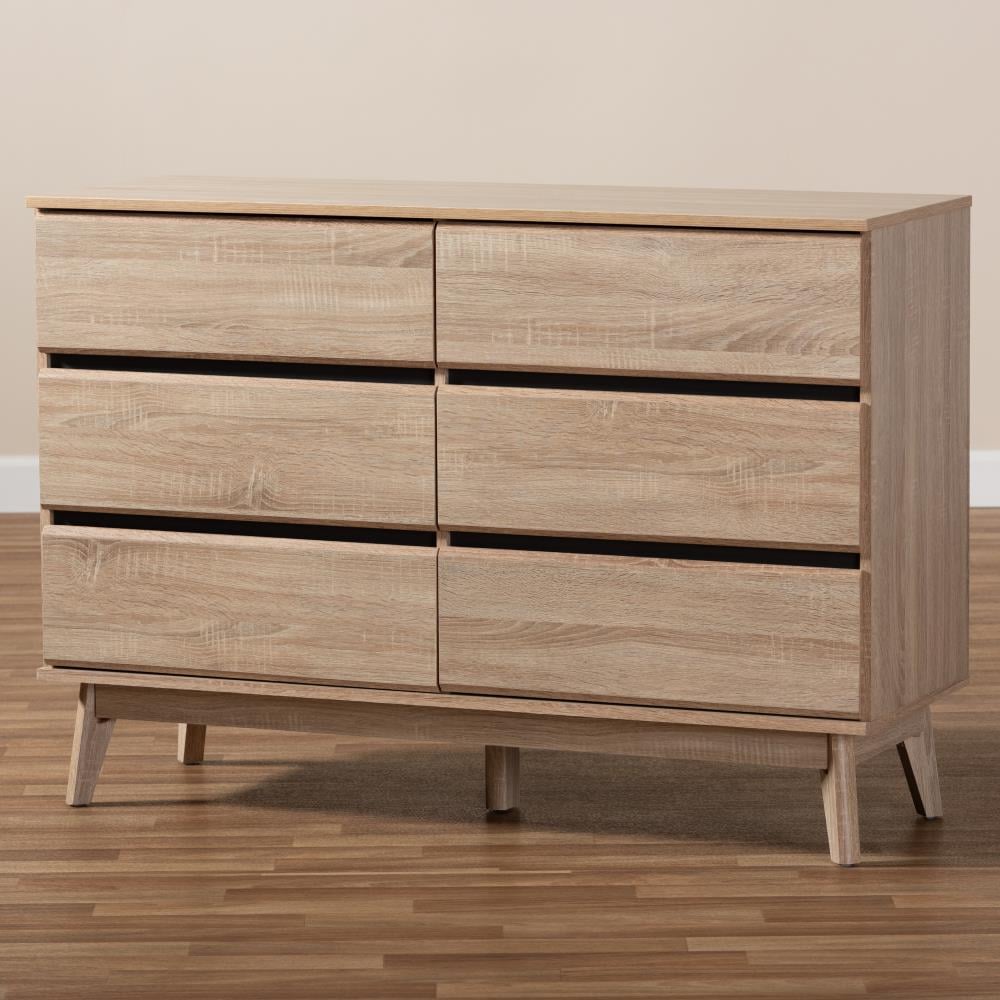 Baxton Studio Miren Brown 6 Drawer Standard Dresser at Lowes