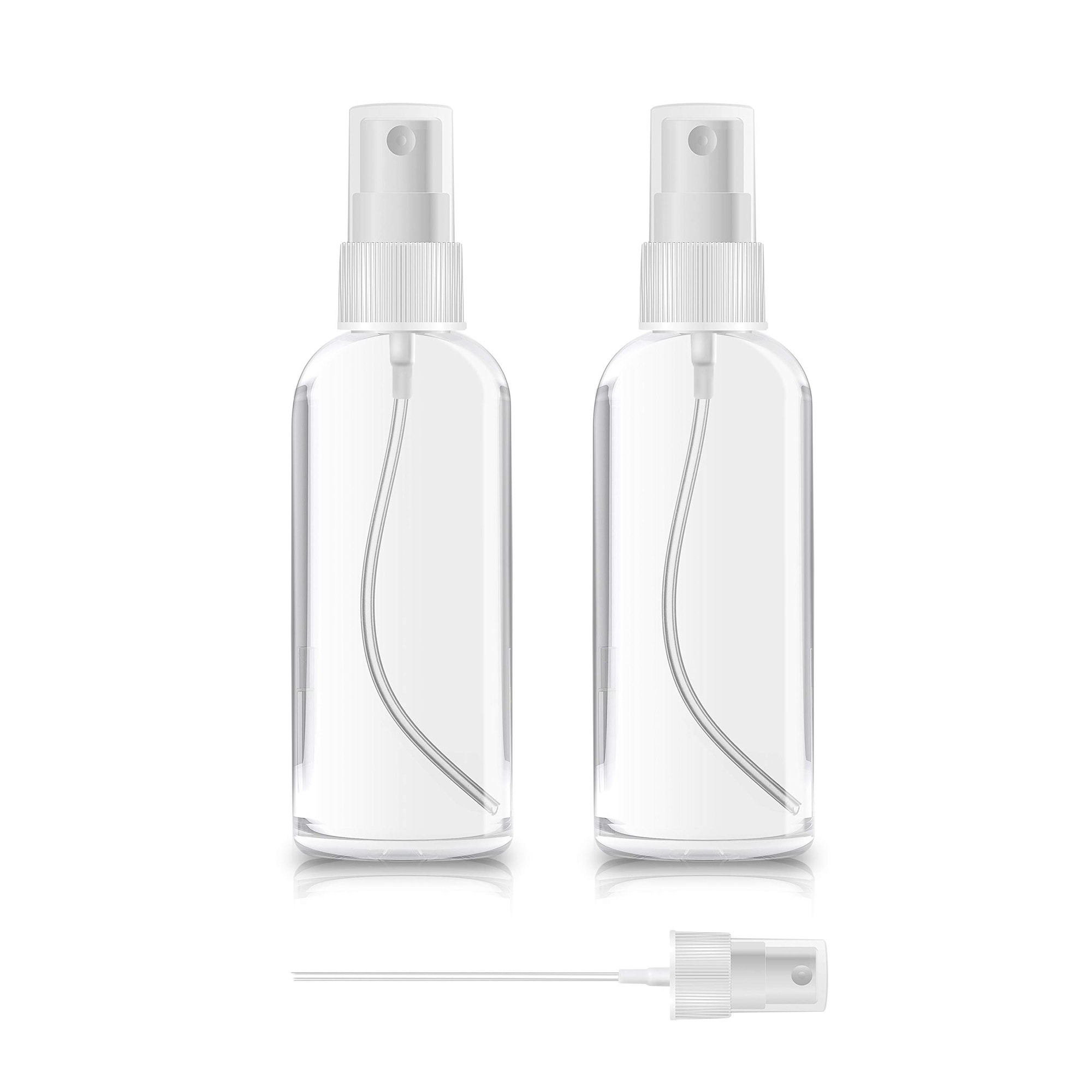 Oyezvary  2 pack 1oz clear plastic spray bottles empty refillable mini fine mist spritzer for travel cleaning gardening skin care and essential