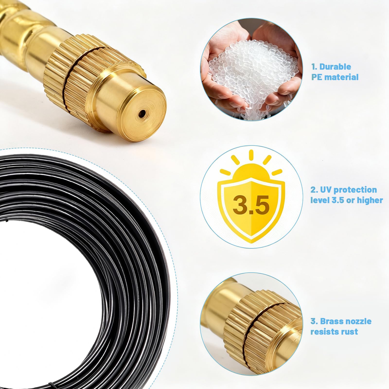 Etokfoks 100 ft 360 Degree Adjustable Drip Irrigation Kit with 18 Brass ...