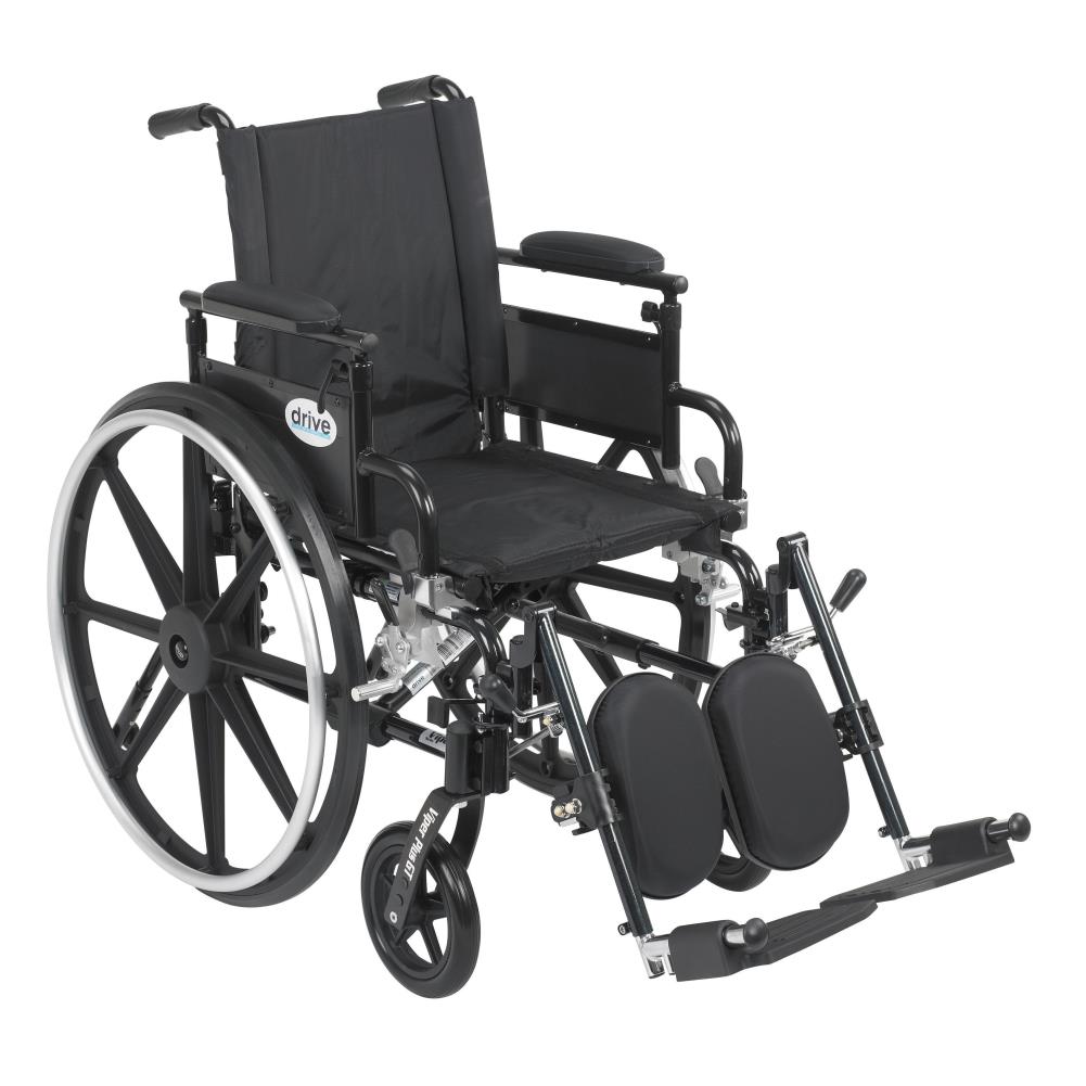 Drive Medical PLA418FBDAARAD-ELR Viper Plus GT Wheelchair with Flip Back Removable Adjustable Desk Arms, Elevating Leg Rests, 18-in Seat