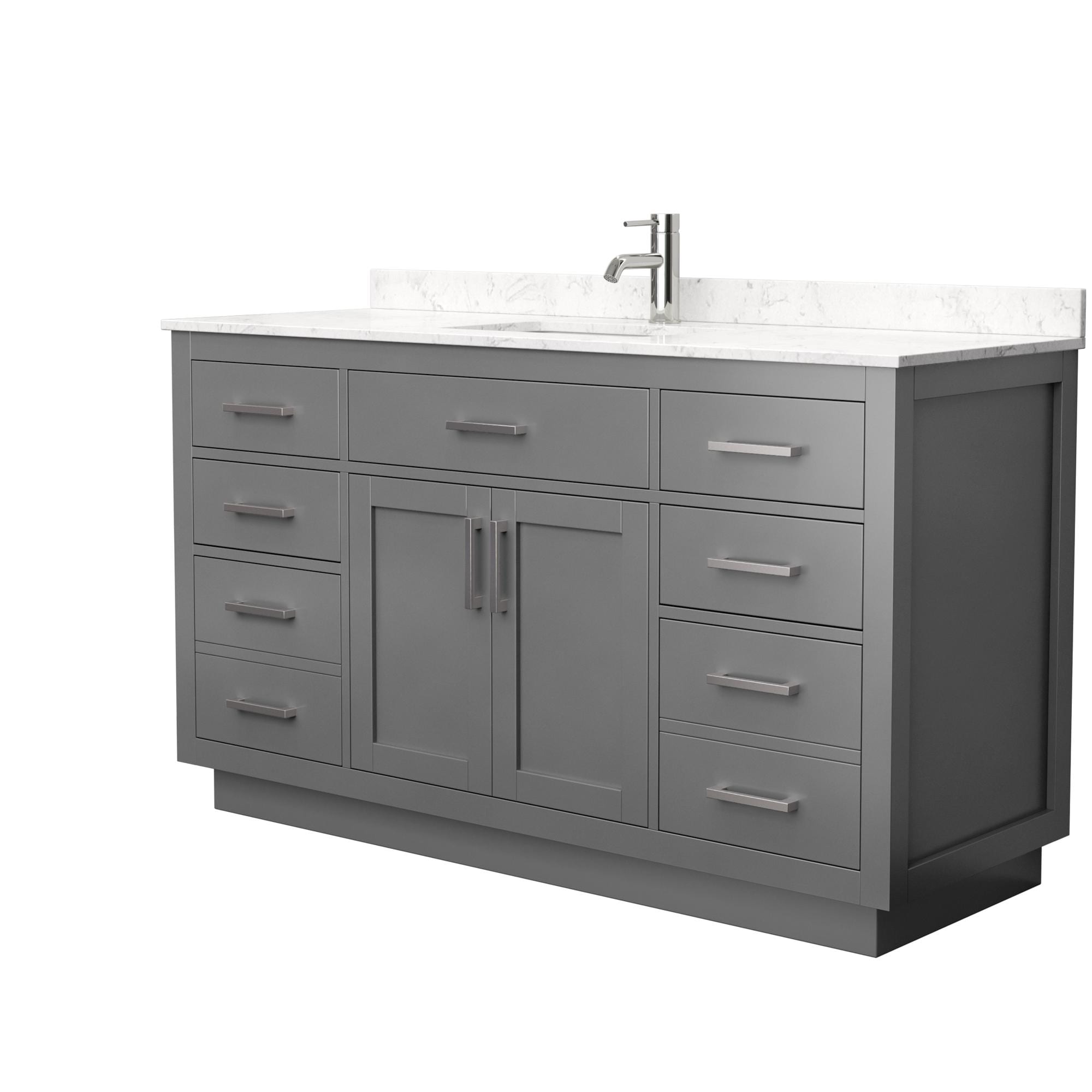 Wyndham Collection WCG262660SKGCCUNSMXX Beckett TK 60-in Dark Gray Undermount Single Sink Bathroom Vanity with Carrara Cultured Marble Top
