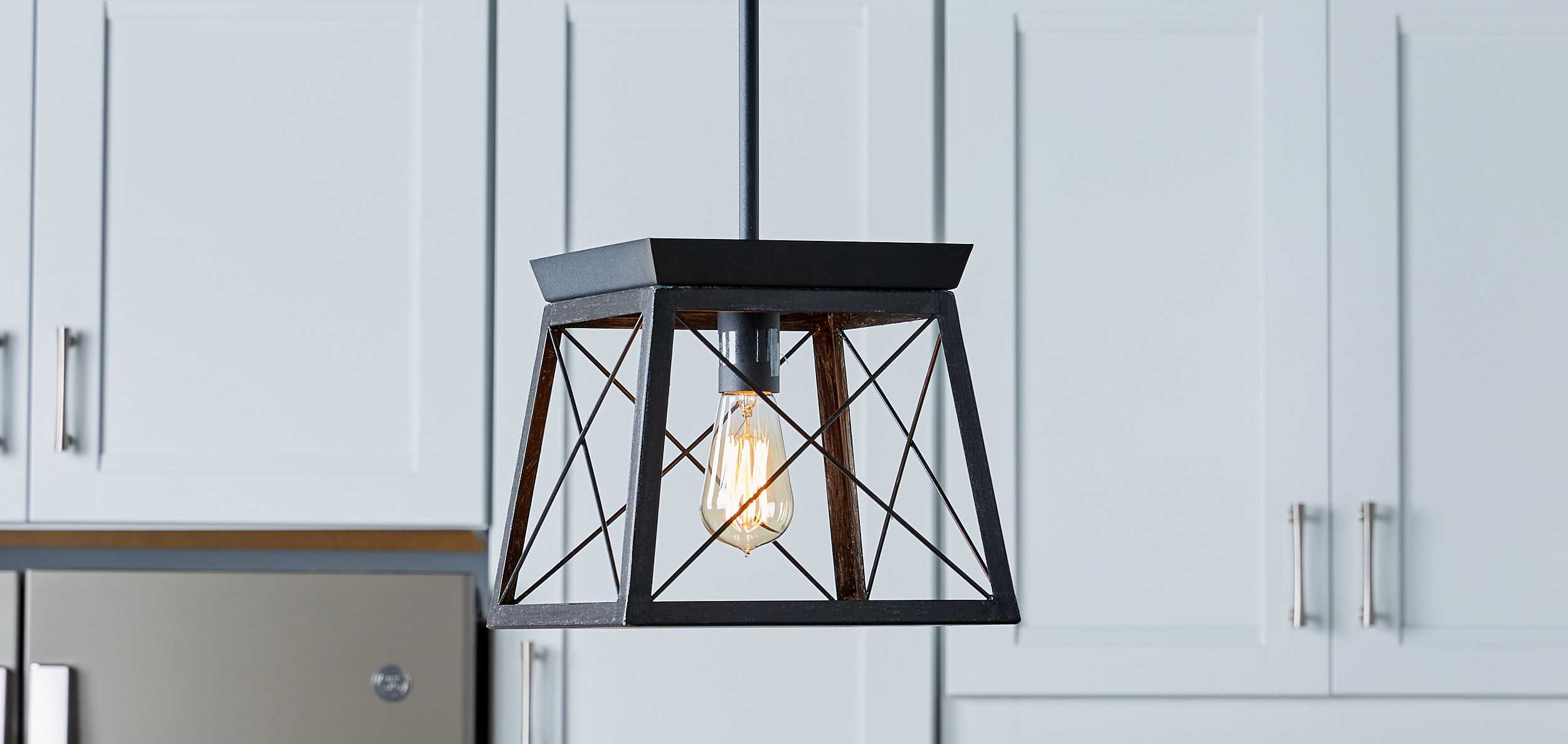 Progress Lighting Briarwood Textured Black Farmhouse Square Medium ...