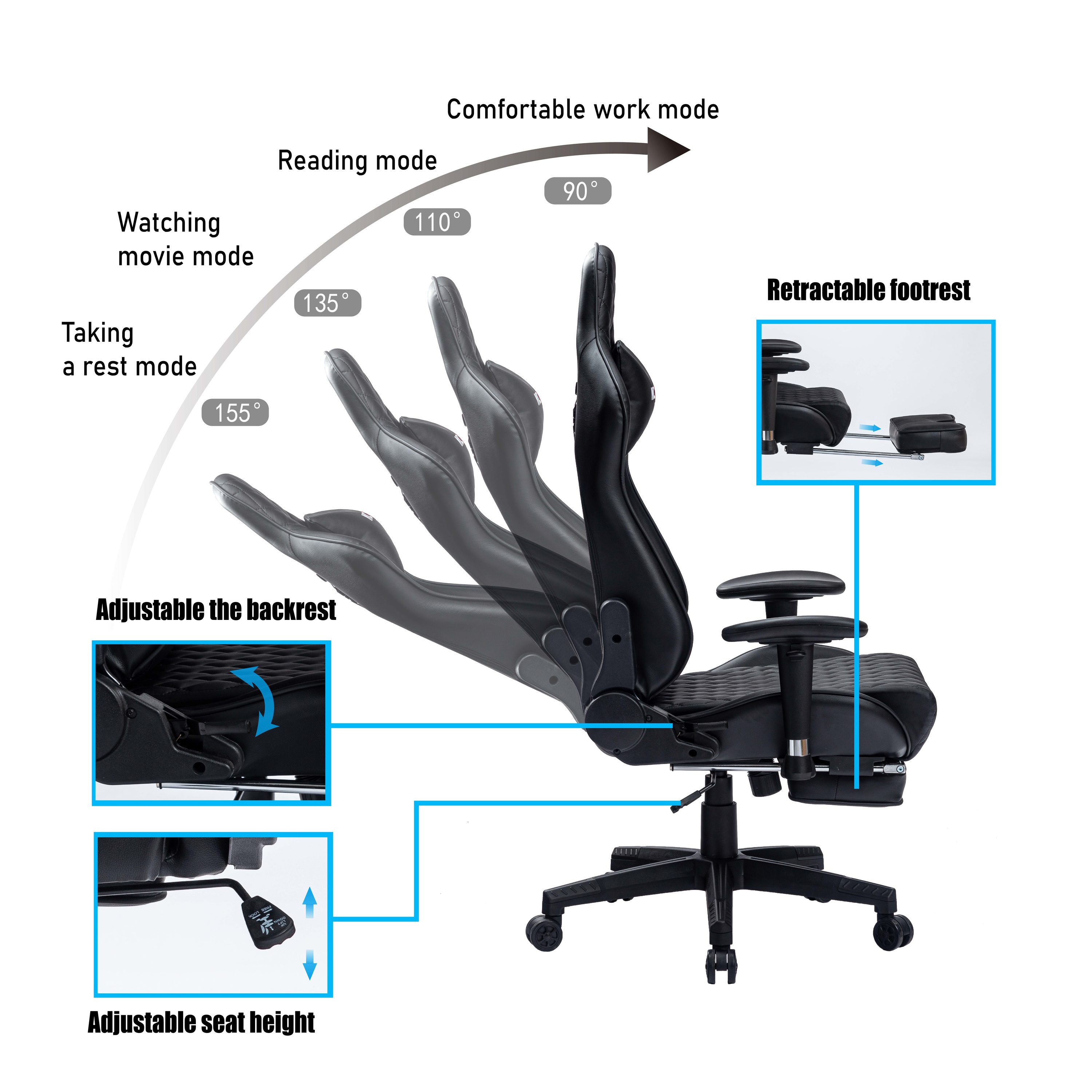 CASAINC WB-8393-BLACK Office-Chairs - View #3
