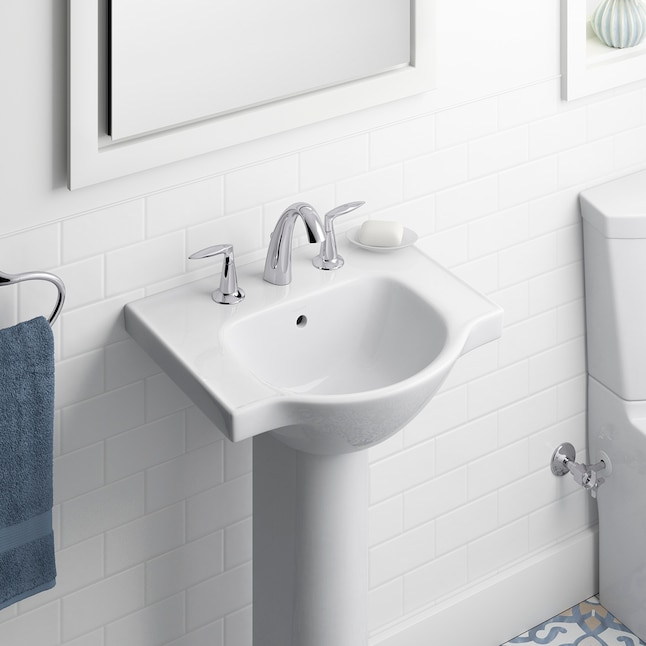 KOHLER Veer 21 in. Vitreous China Pedestal Sink Basin in White KOHLER Veer 21 in. Vitreous China Pedestal Sink Basin in White