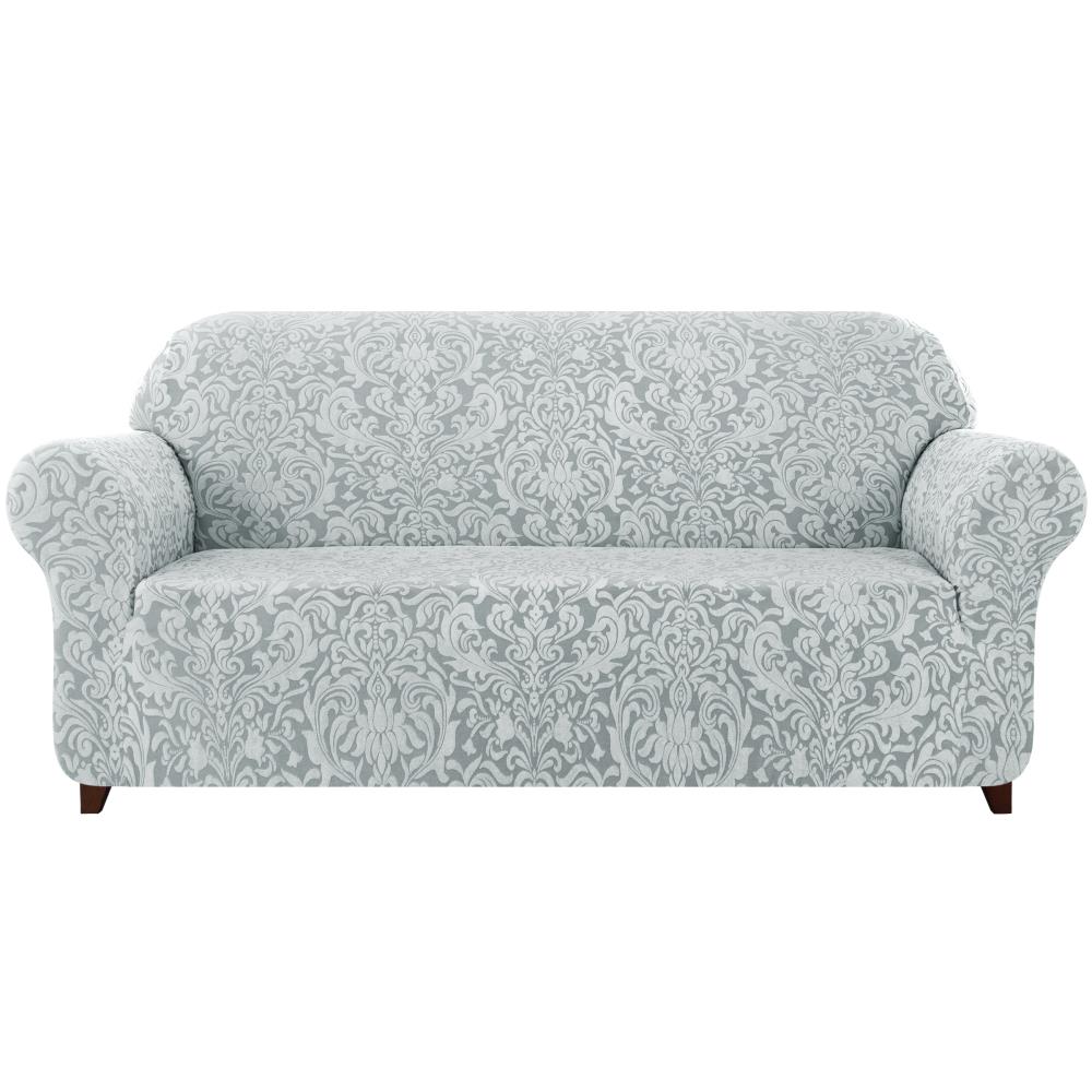 Subrtex SBTDTHSFT114 Damask Light Smoky Gray Jacquard Loveseat Slipcover 70-in W x 41-in H x 42-in D